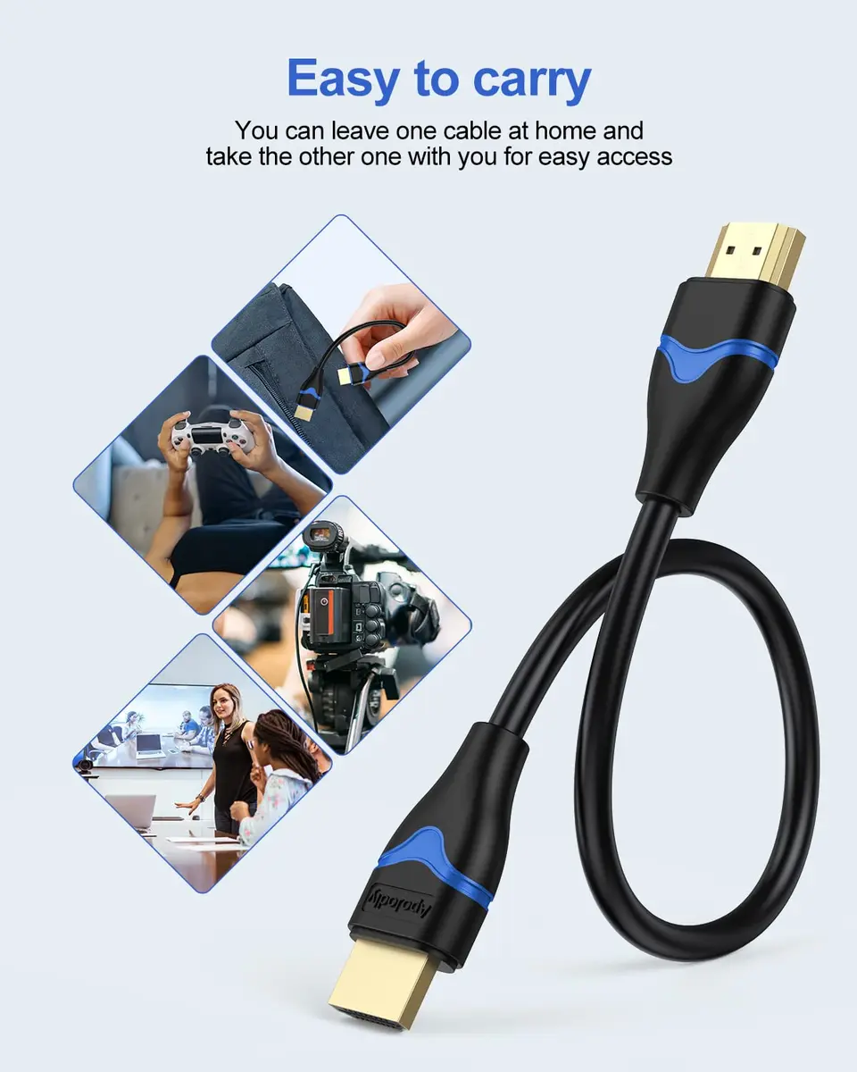 ApoJodly 6 inch HDMI Cable 15.24cm (0.5FT) | 4K 60Hz High Speed 2.0 Cord - view 4