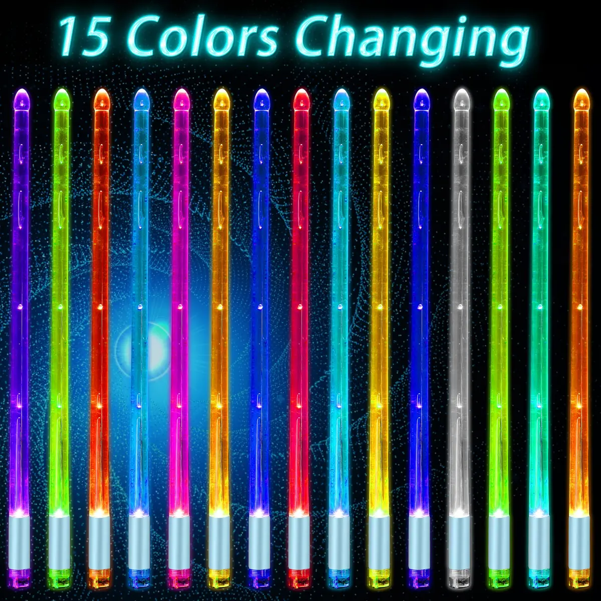 Antner Light Up Drum Sticks 15 Color Changing LED Drumsticks 15.7 oz (445 g) | Rechargeable & Durable - view 5