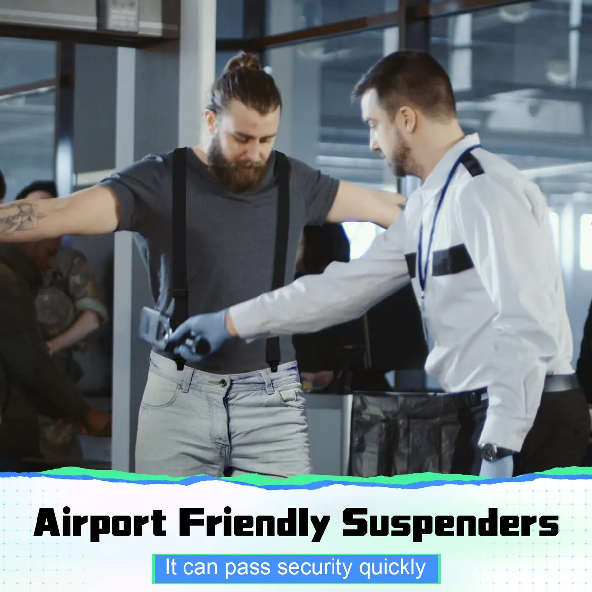 Jiuguva Men Hidden Undershirt Suspender Under Clothing Y 1.5in,Black | Airport Friendly, Heavy Duty, Adjustable - view 3