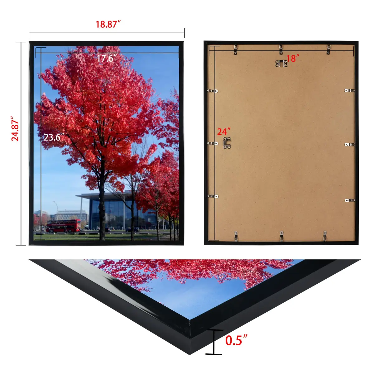 Medog 18x24 Inch Poster Frame Set of 2 | Wall Display, School & College Decor, Black, Rectangular - view 2