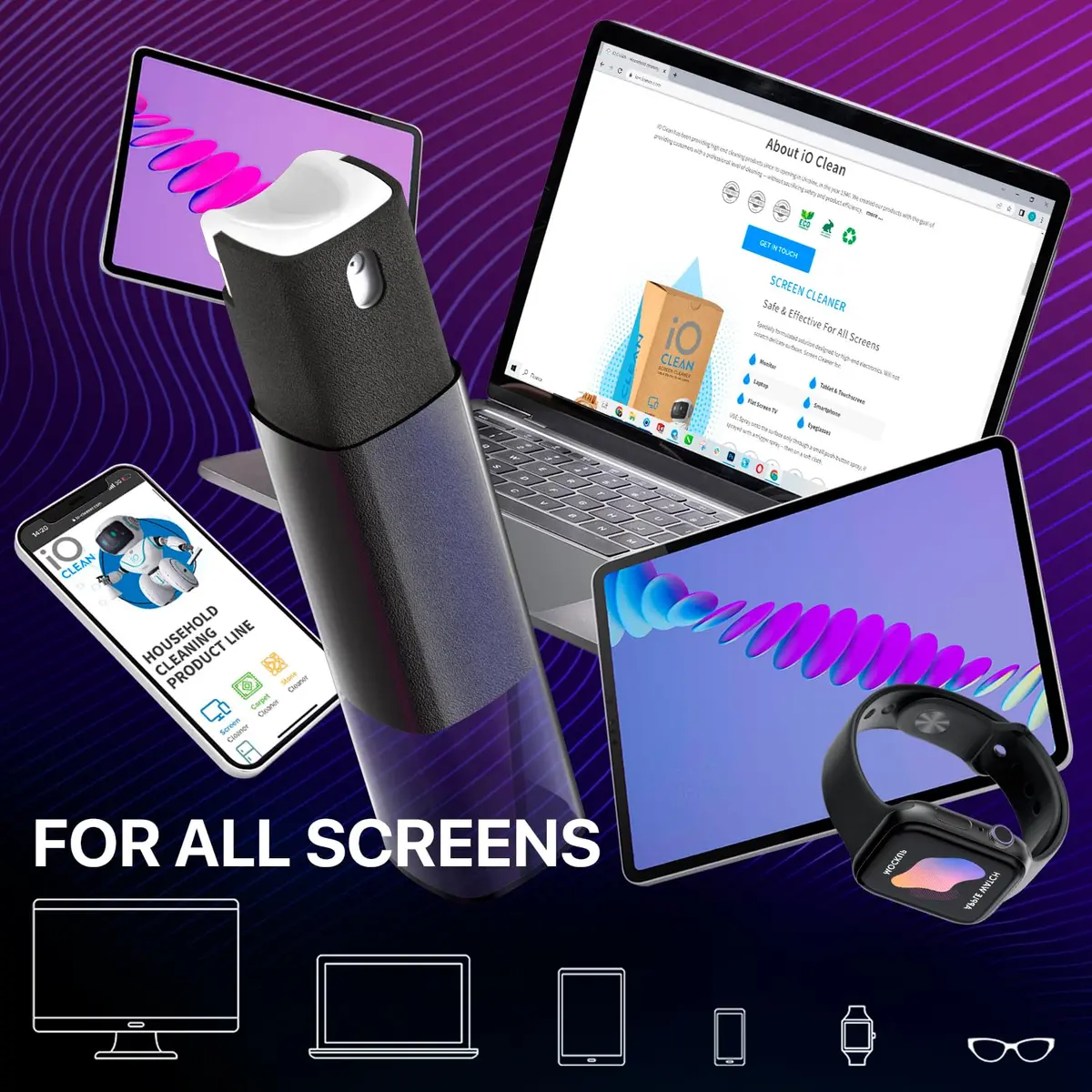 iO CLEAN Mini Screen Cleaner Spray, 2-in-1 Touchscreen Mist Cleaner, Rose | Alcohol-Free, Compact & Reusable - view 6
