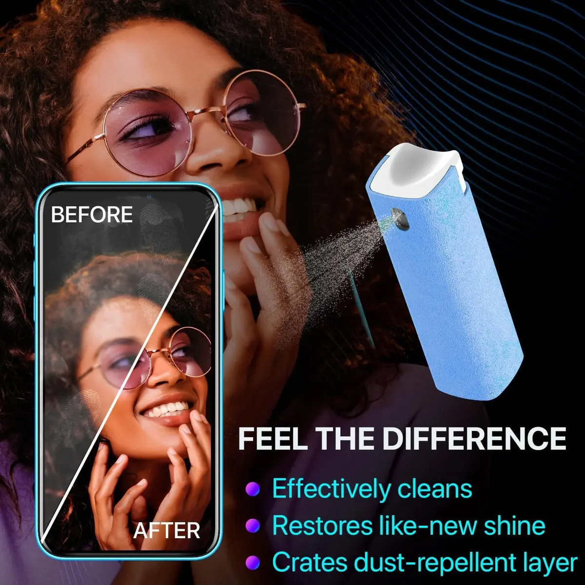 iO CLEAN Mini Screen Cleaner Spray, 2-in-1 Touchscreen Mist Cleaner, Rose | Alcohol-Free, Compact & Reusable - view 7