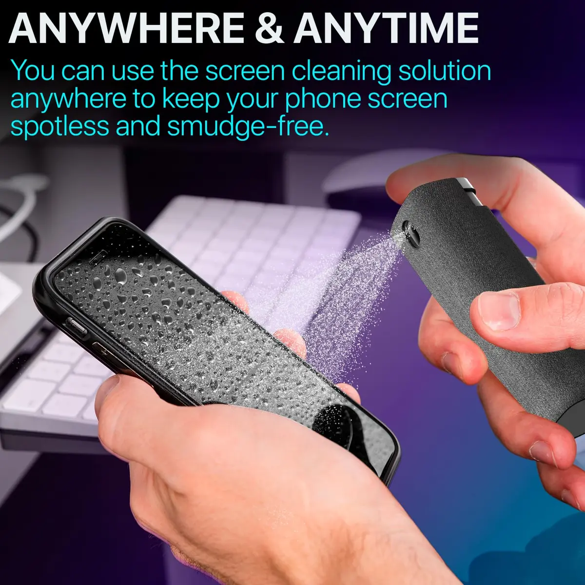 iO CLEAN Mini Screen Cleaner Spray, 2-in-1 Touchscreen Mist Cleaner, Rose | Alcohol-Free, Compact & Reusable - view 9