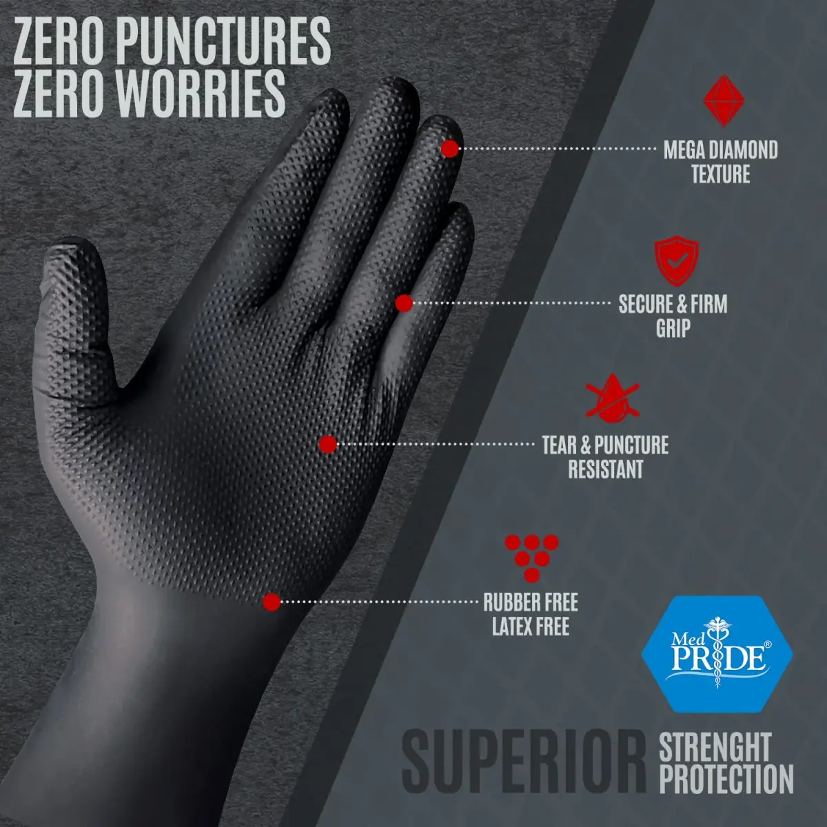 MED PRIDE Industrial Nitrile Gloves 8 Mil (1000 Count) | Heavy-Duty Protection & Grip - view 4