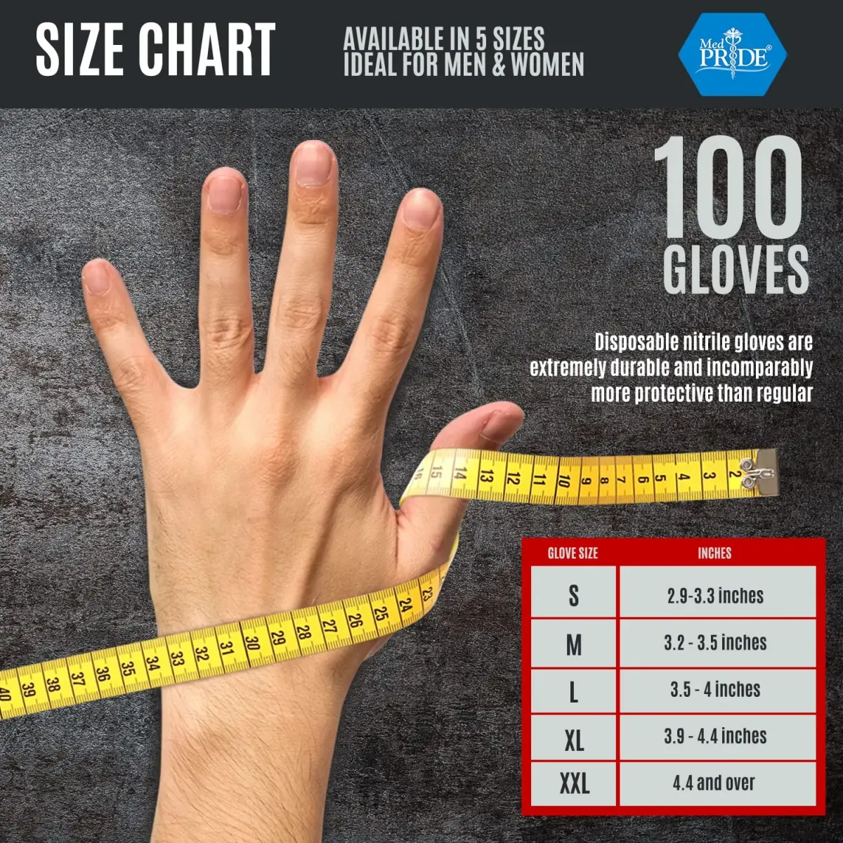 MED PRIDE Black Nitrile Gloves XX-Large 1000-Ct | 8 Mil Thick Diamond Textured Industrial Gloves - view 5
