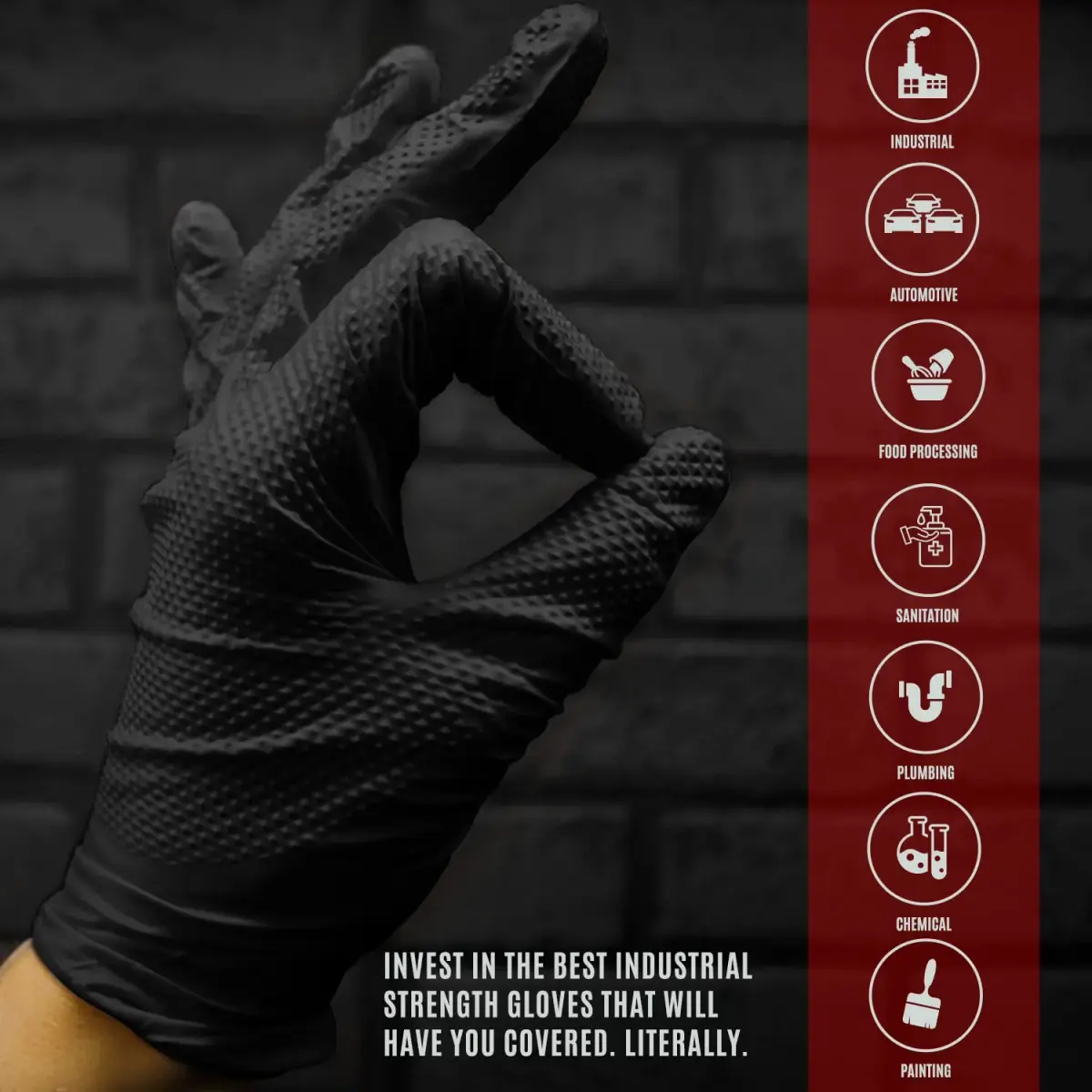 MED PRIDE Black Nitrile Gloves XX-Large 1000-Ct | 8 Mil Thick Diamond Textured Industrial Gloves - view 7