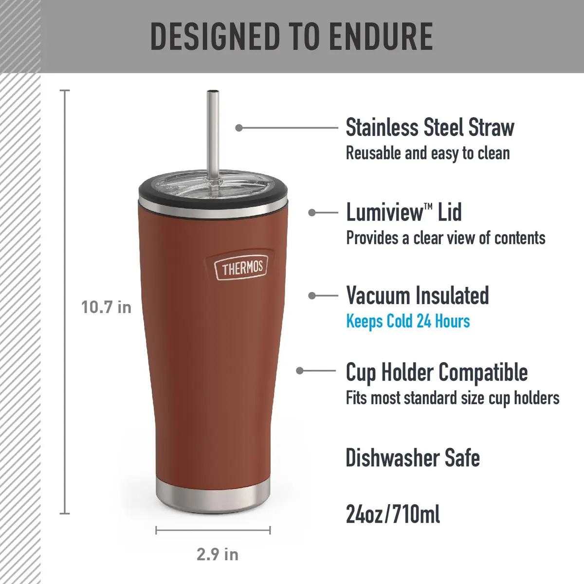 THERMOS ICON SERIES Stainless Steel Cold Tumbler with Straw 24oz | Keeps Beverages Cold for Hours - view 2