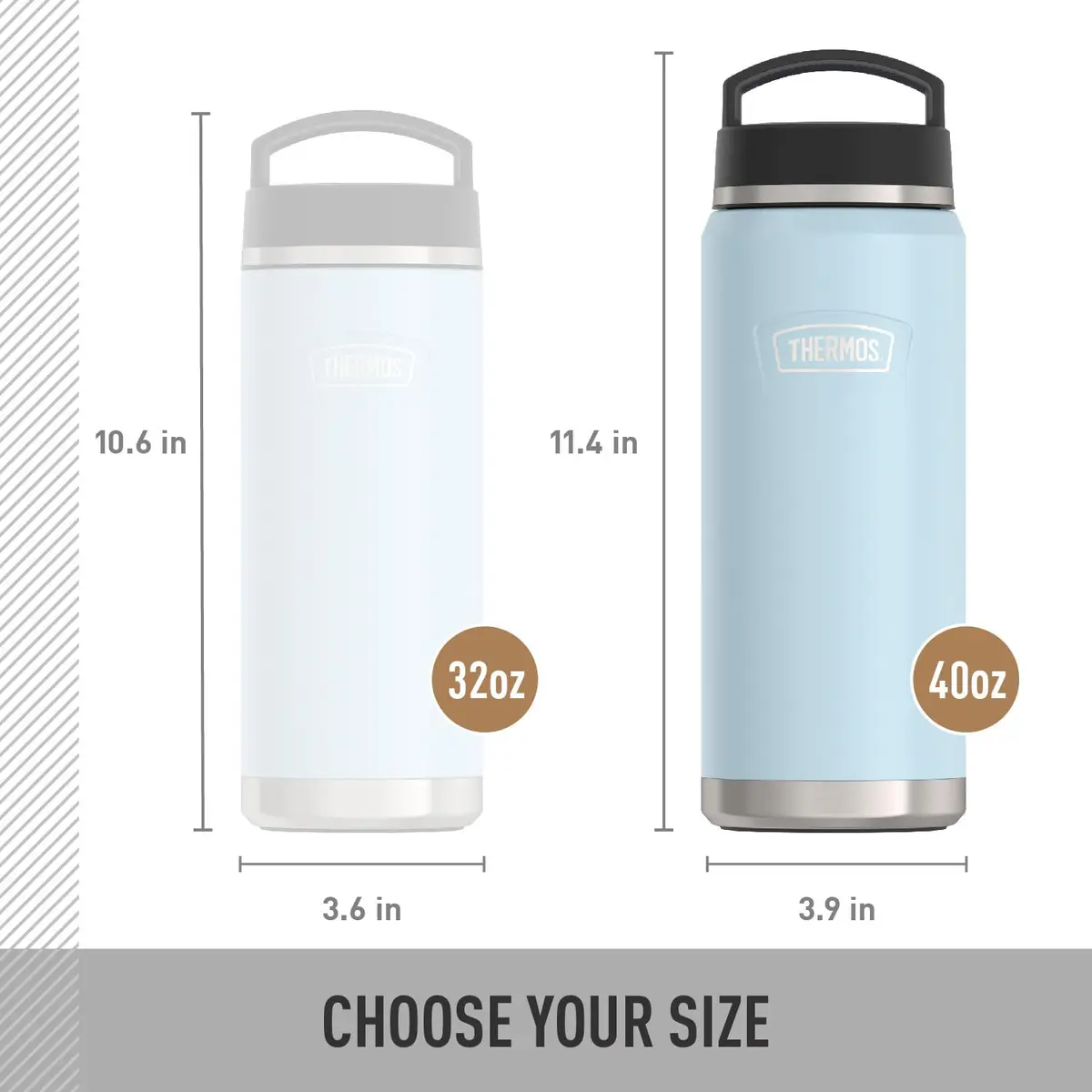 THERMOS ICON SERIES Water Bottle with Screw Top Lid 40oz | Glacier Stainless Steel Vacuum Insulated - view 5