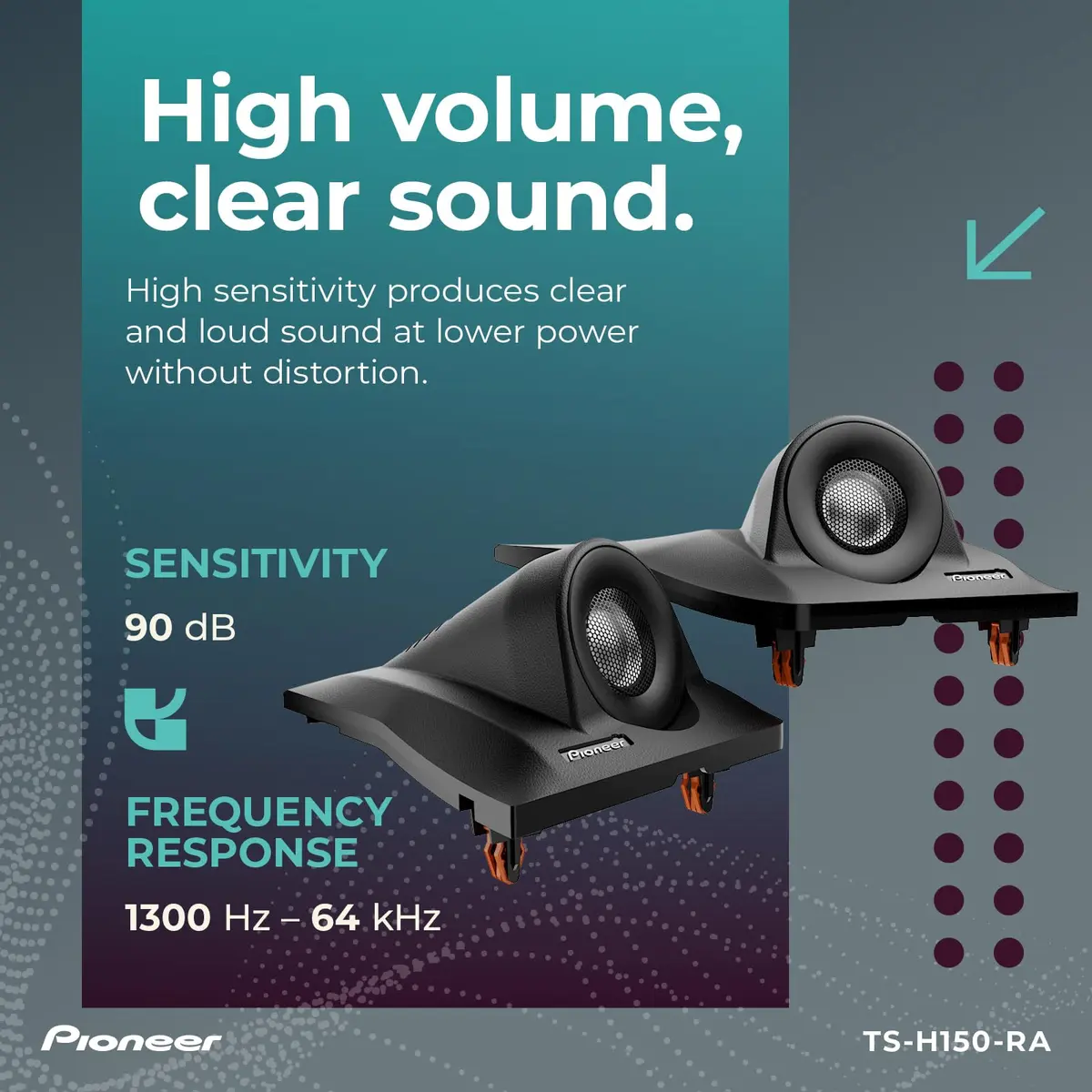 Pioneer TS-H150-RA 1-1/8" (29mm) Hard Dome Tweeters | 180W Max (50W RMS) for Select 2018-2023 Toyota RAV4 - view 5