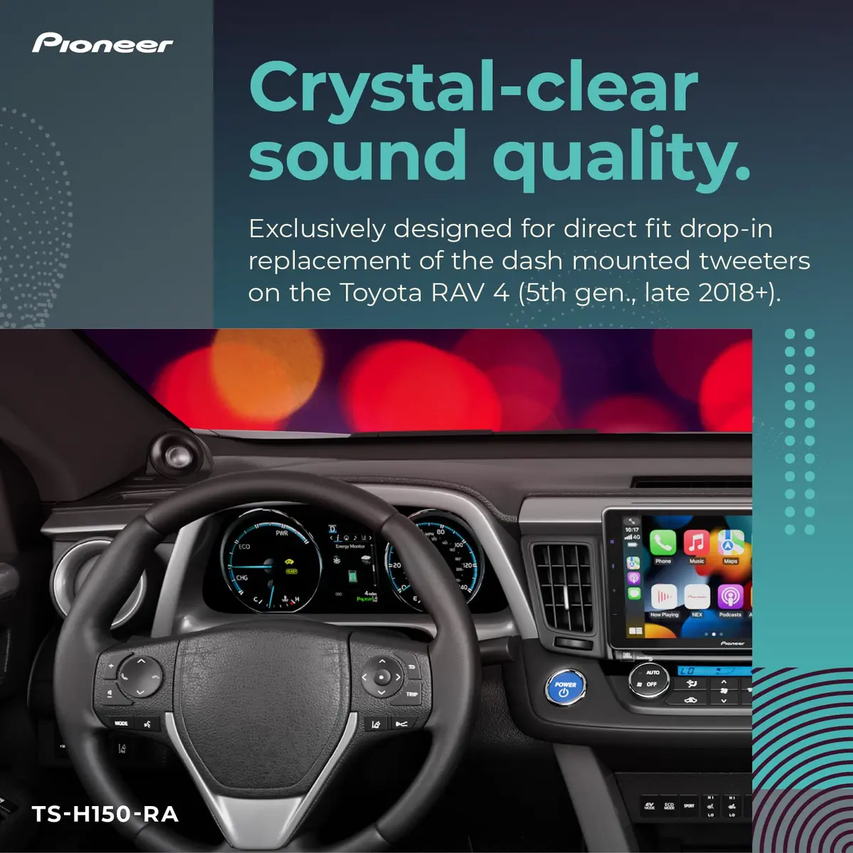 Pioneer TS-H150-RA 1-1/8" (29mm) Hard Dome Tweeters | 180W Max (50W RMS) for Select 2018-2023 Toyota RAV4 - view 3