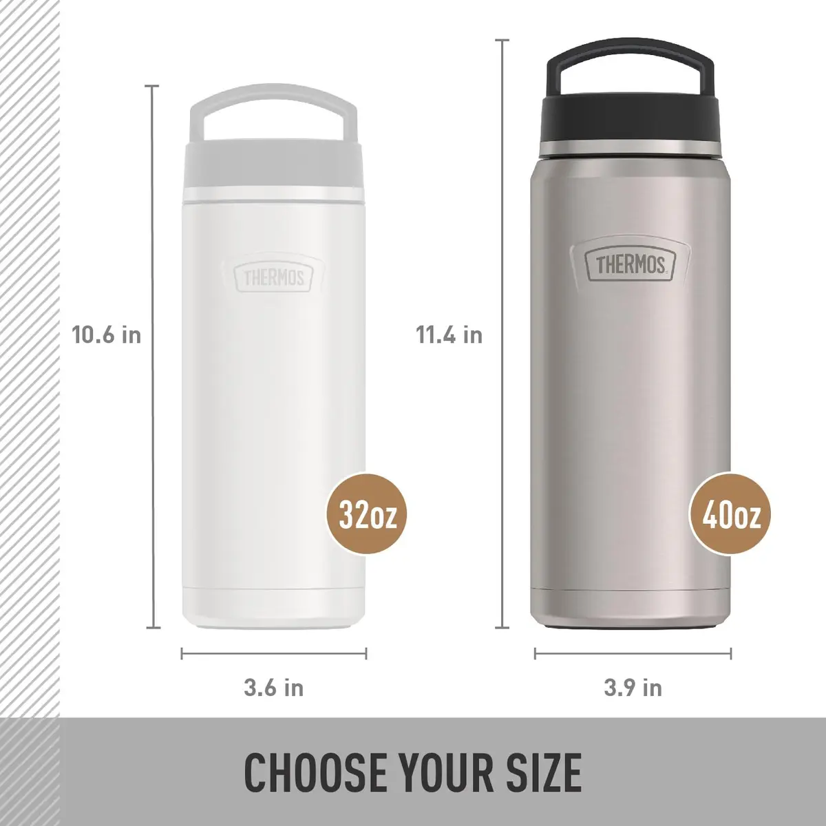 THERMOS ICON SERIES Stainless Steel Water Bottle 1.18 L (40 oz) | Keeps Drinks Hot 18 Hrs, Cold 24 Hrs - view 5