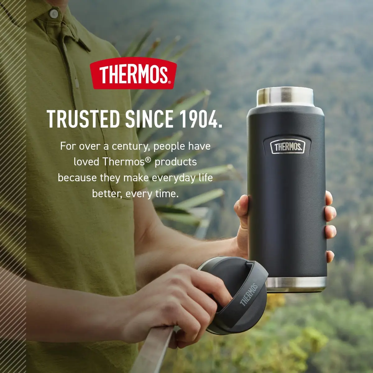 THERMOS ICON SERIES Stainless Steel Water Bottle 1.18 L (40 oz) | Keeps Drinks Hot 18 Hrs, Cold 24 Hrs - view 8