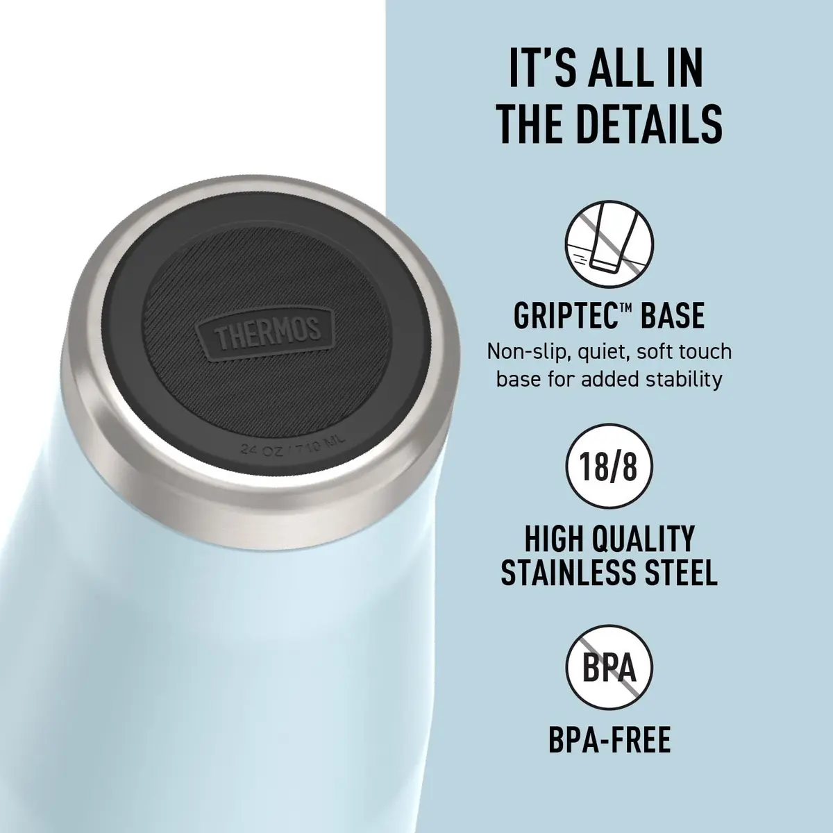 THERMOS ICON SERIES Stainless Steel Cold Tumbler 24oz Glacier | Vacuum Insulated, Non-slip Base - view 4