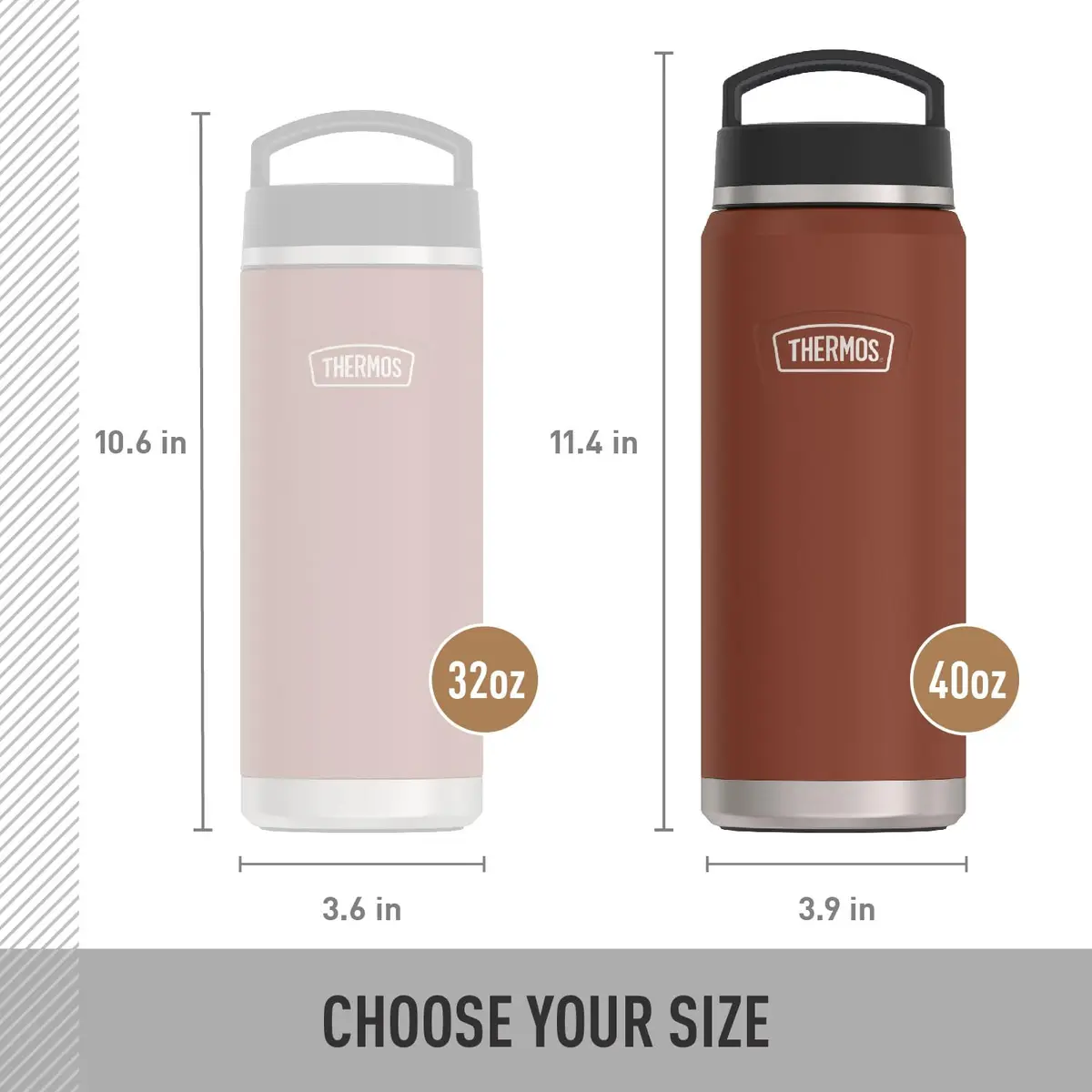 THERMOS ICON SERIES Water Bottle with Screw Top Lid 40oz | Vacuum Insulated Stainless Steel, Saddle - view 5