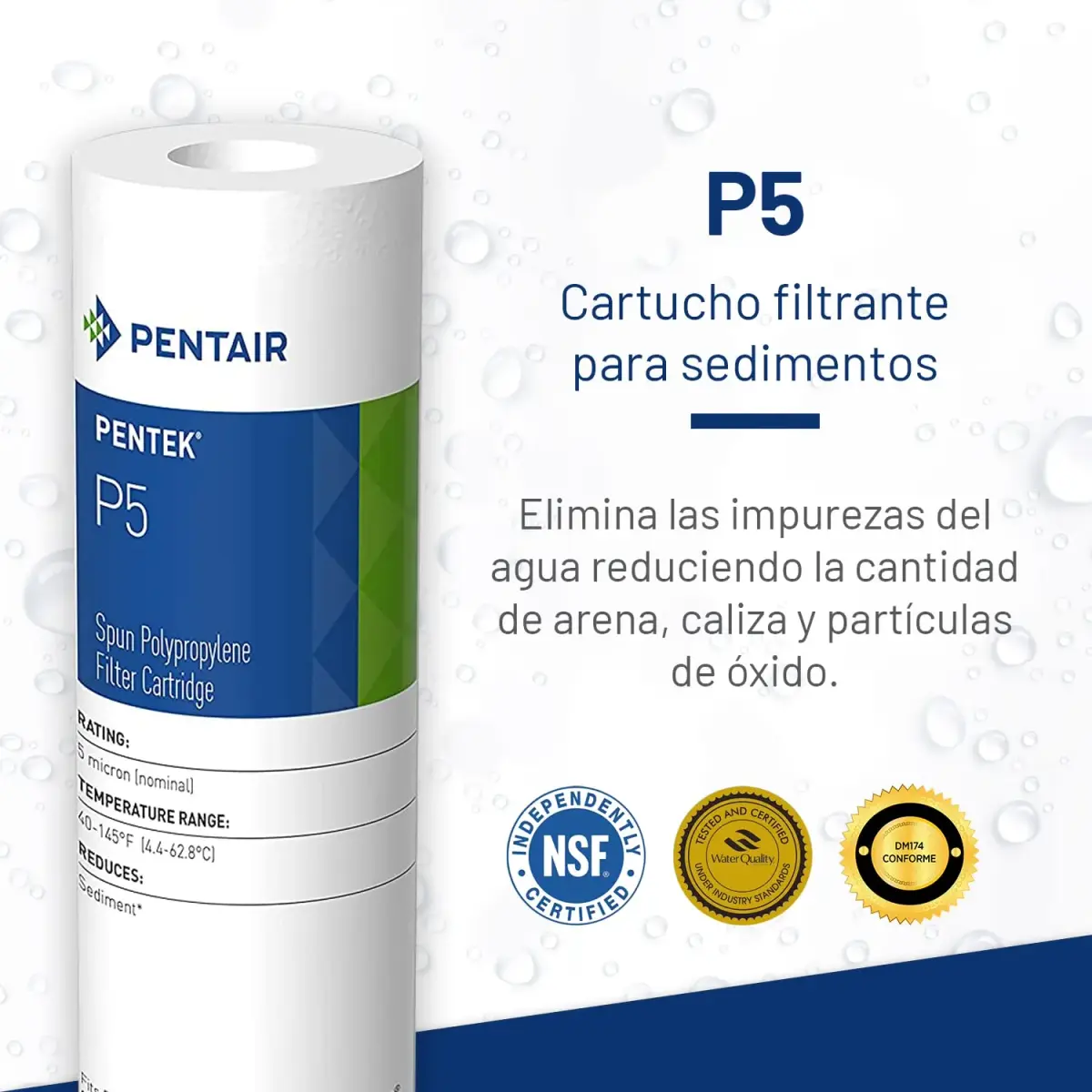 Pentair Pentek P5 Sediment Water Filter Cartridge 25.4cm (10") 5 Micron | NSF Certified for Clean Water - view 2
