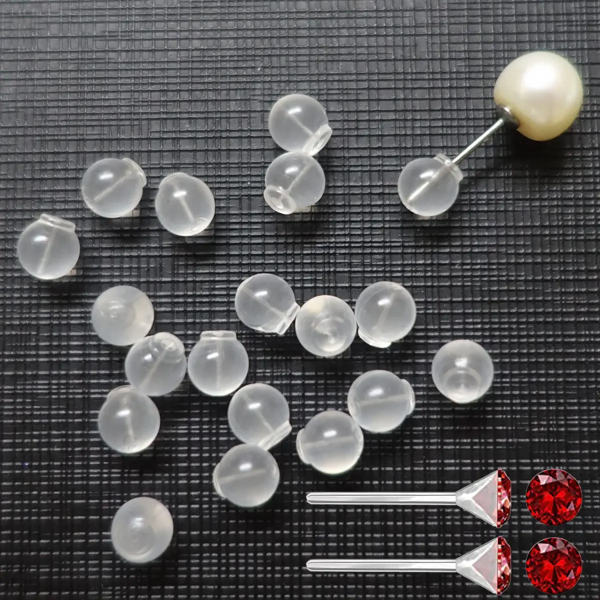OwlkOrmy 102pcs Red TPE Medical Grade Soft Safety Earring Backs | Impenetrable Design for Sensitive Ears - main product image
