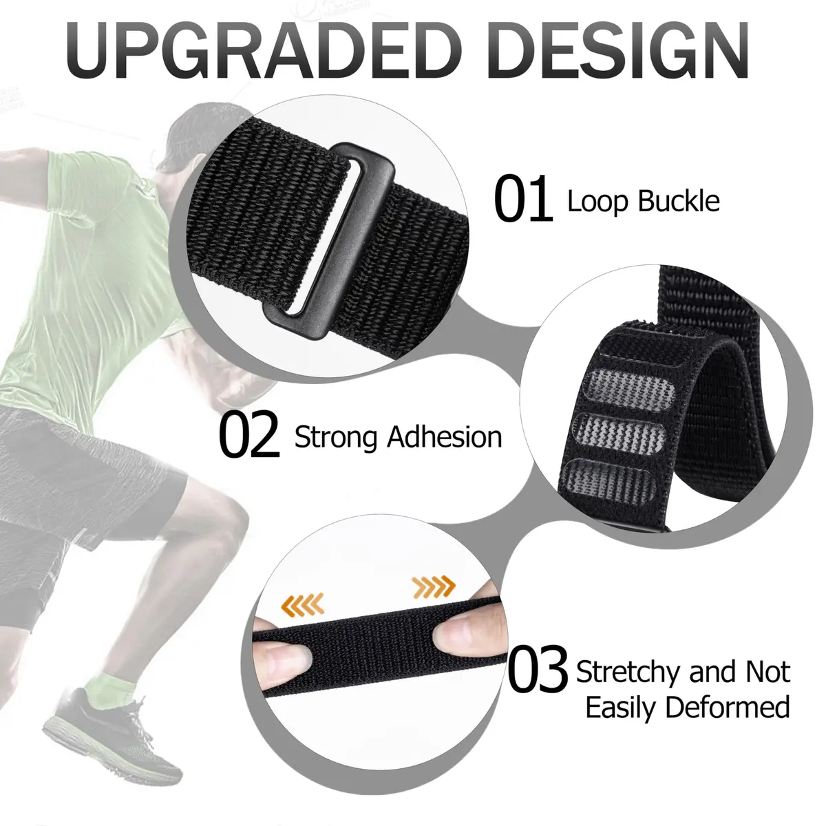 Keepamor 2 Pack Ankle/Arm Band Compatible for Apple Watch 38mm/40mm/41mm/42mm/44mm/45mm/46mm/49mm | Breathable Nylon Sport Strap - view 2