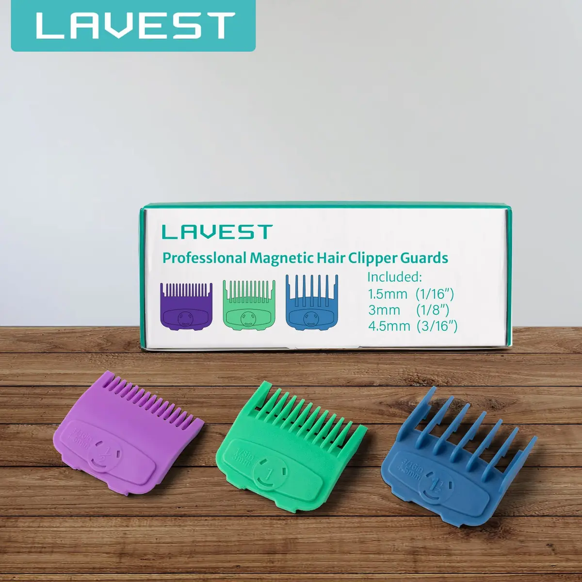 LAVEST Magnetic Clipper Guards Set Compatible with Wahl Clippers | Color Coded, 3 pcs, Lengths 1/16-3/16 inch - view 6