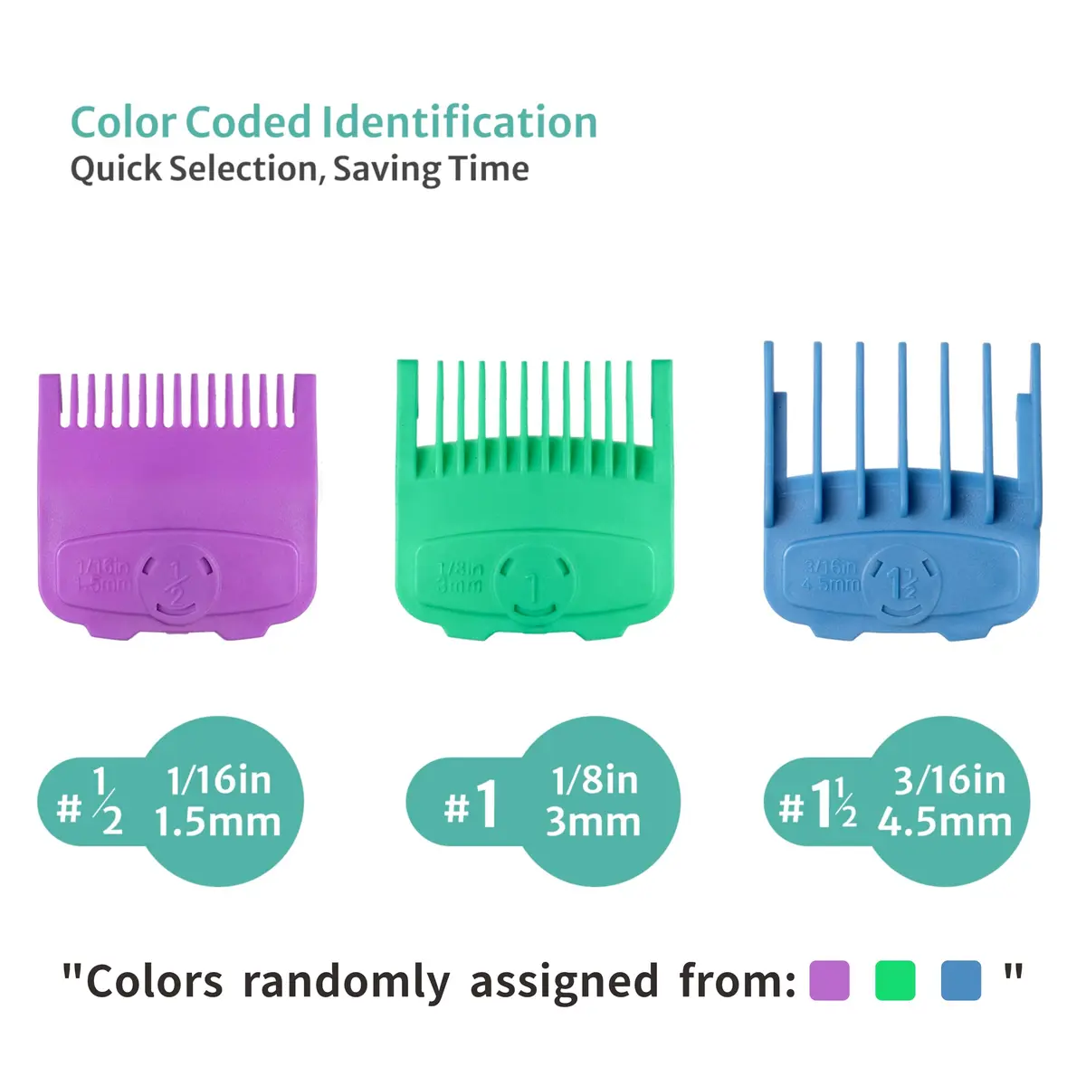 LAVEST Magnetic Clipper Guards Set Compatible with Wahl Clippers | Color Coded, 3 pcs, Lengths 1/16-3/16 inch - view 3