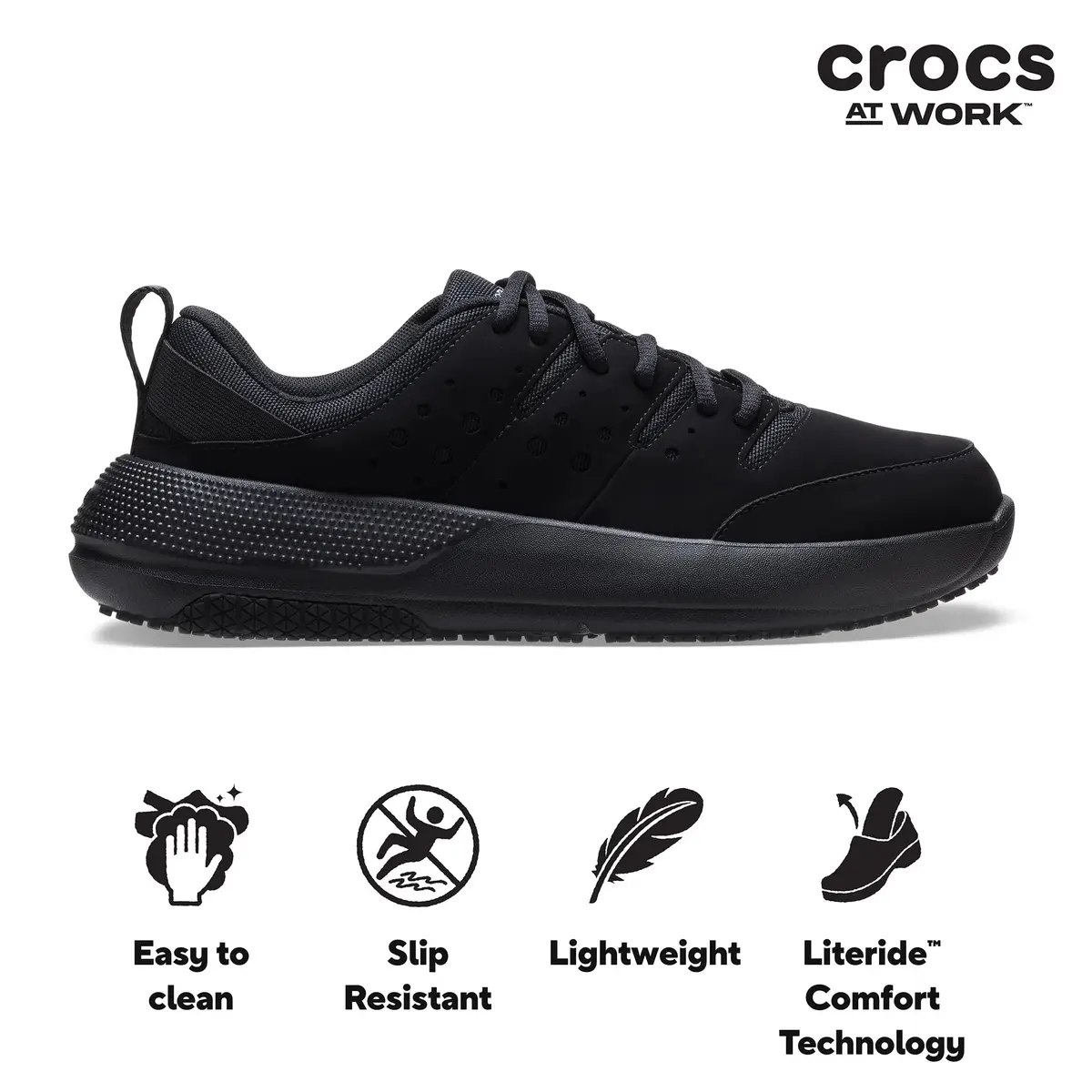 Crocs Men On The Clock Work Sneakers | Slip Resistant, Supportive, Durable in Black, Size 11 - view 6