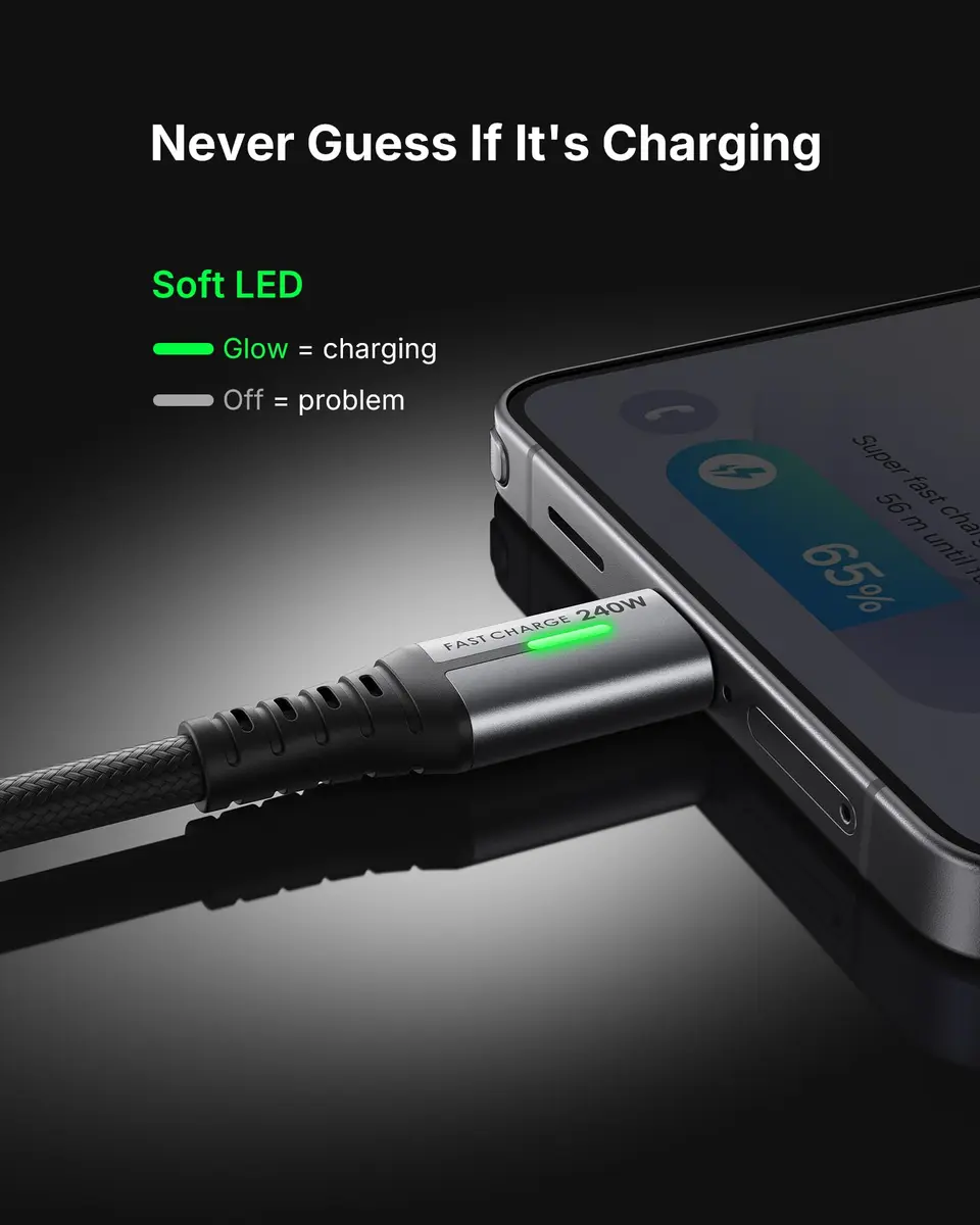 INIU 240W USB C to USB C Cable, [6.6ft+6.6ft] Fast Charging Type C Cord - view 5