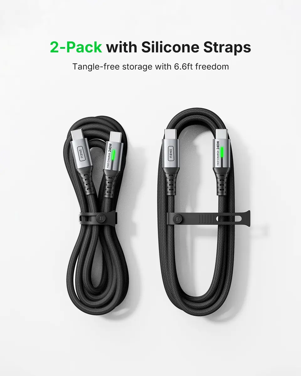 INIU 240W USB C to USB C Cable, [6.6ft+6.6ft] Fast Charging Type C Cord - view 6