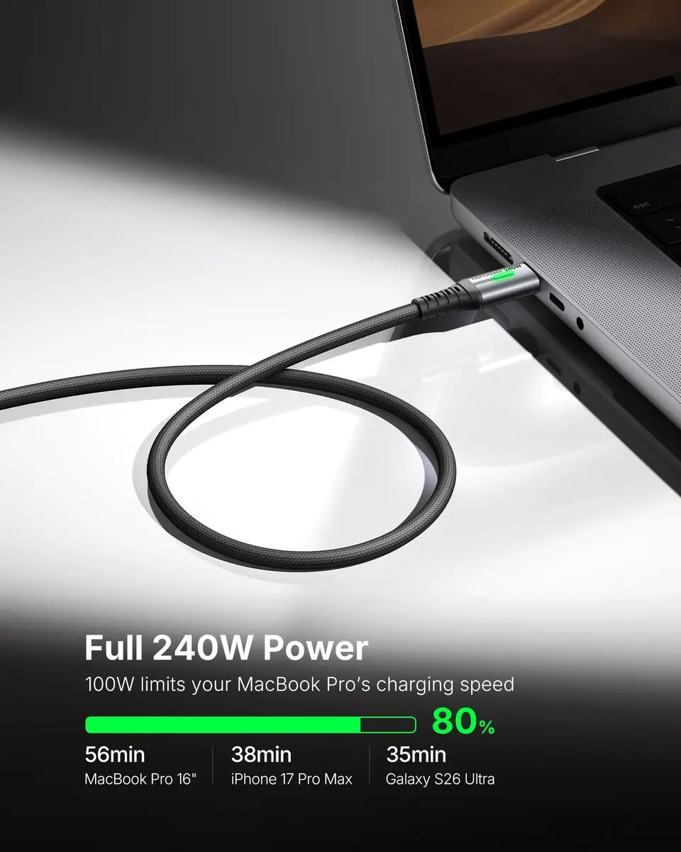 INIU 240W USB C to USB C Cable, [6.6ft+6.6ft] Fast Charging Type C Cord - view 2