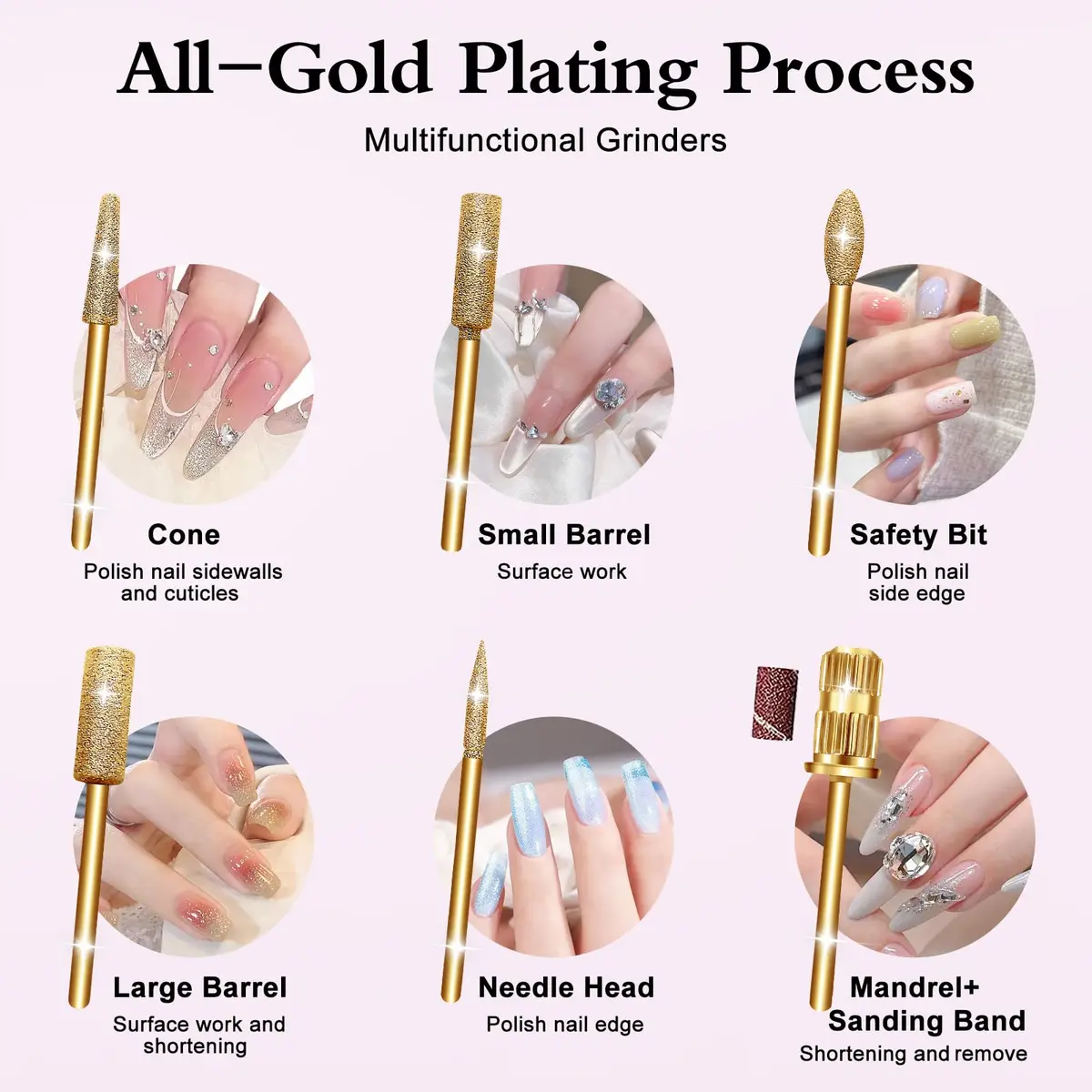 Alety Electric Nail Drill Kit 20000 RPM Gold | Professional Portable Efile Manicure Pedicure Tools with USB Power - view 5