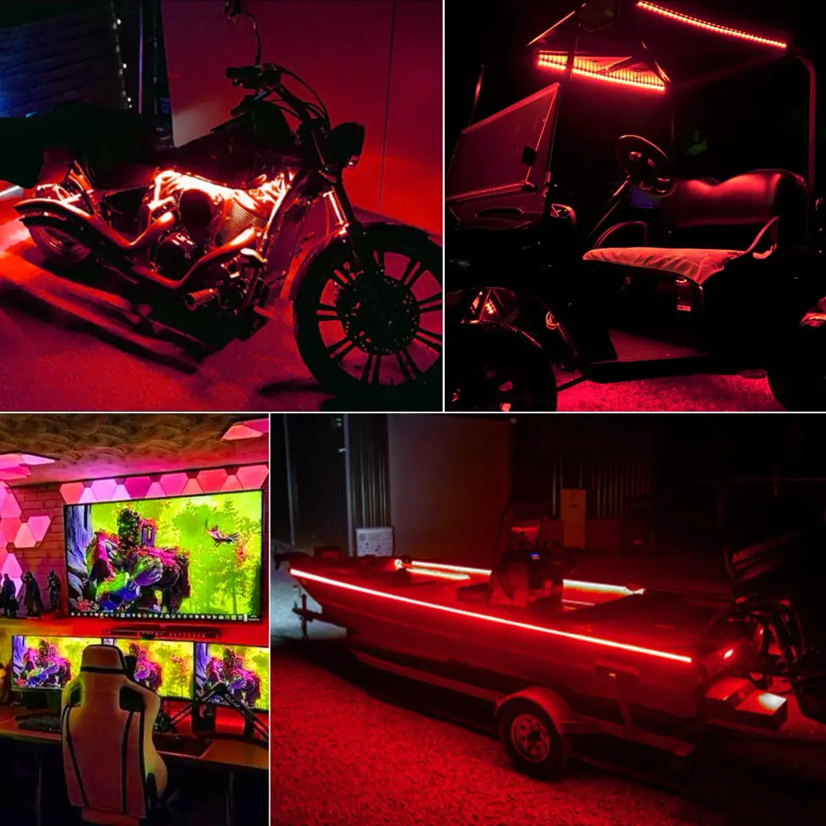 echosari Red LED Strip Lights with Remote, 9.8ft (3m) 90LED - Battery Operated, 8 Modes, Dimmable, Timer, Self-Adhesive - view 4