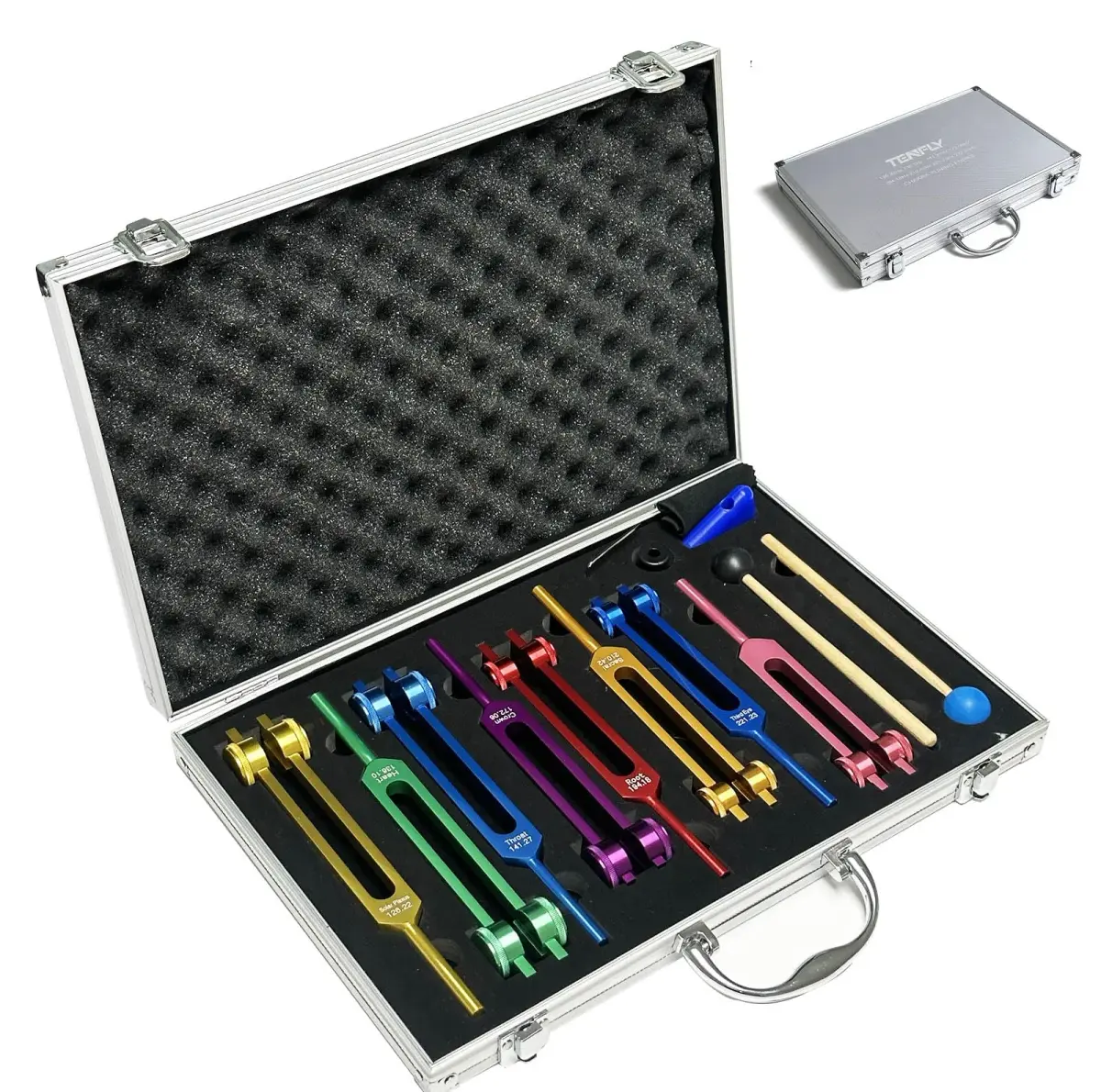 TENFLY Chakra Tuning Forks Set for Healing, 8 Weighted Aluminum Forks with Gift Box | Accurate Frequencies for Meditation & Sound Therapy - main product image