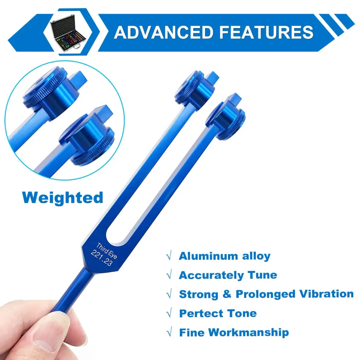 TENFLY Chakra Tuning Forks Set for Healing, 8 Weighted Aluminum Forks with Gift Box | Accurate Frequencies for Meditation & Sound Therapy - view 5