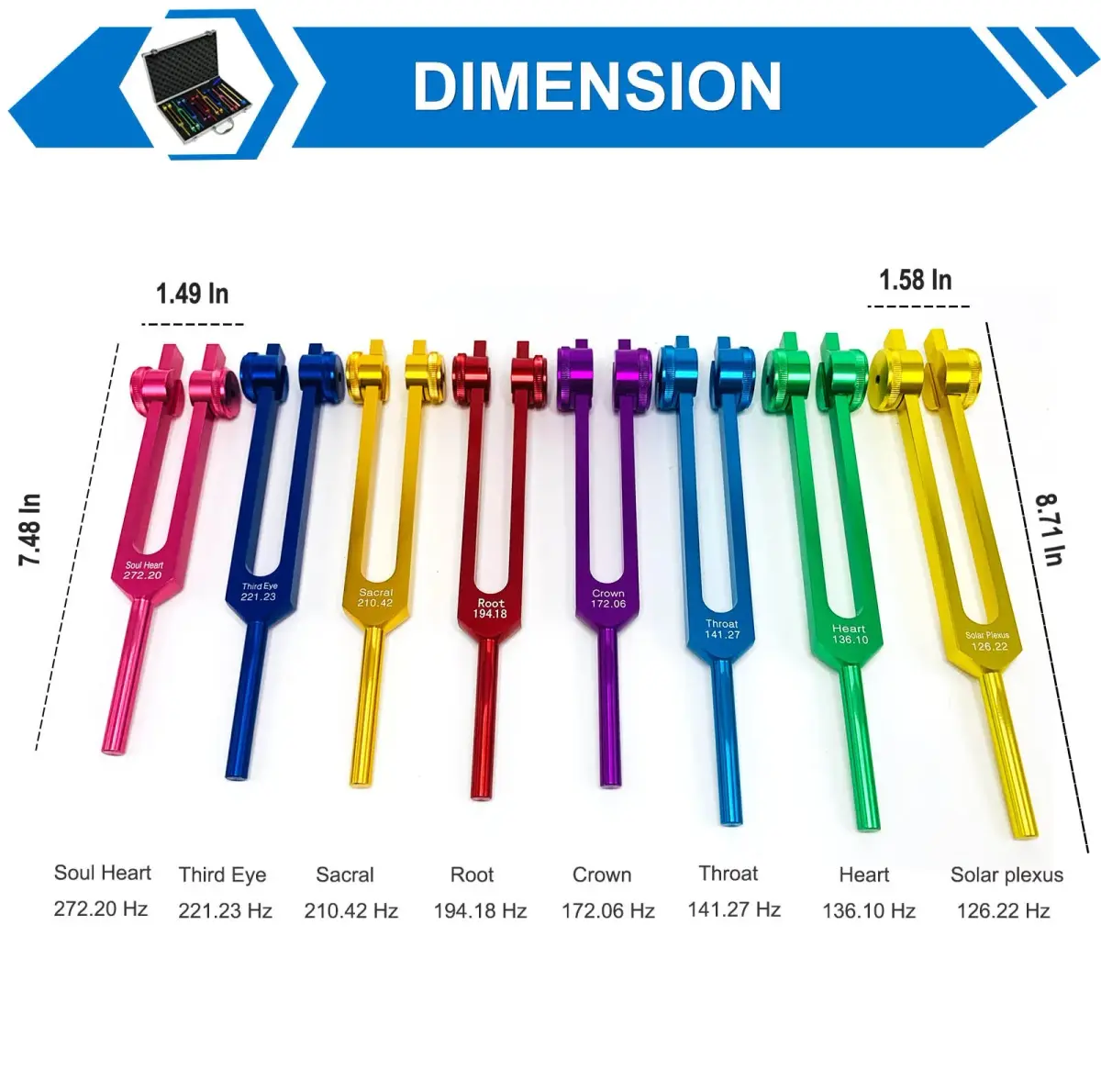 TENFLY Chakra Tuning Forks Set for Healing, 8 Weighted Aluminum Forks with Gift Box | Accurate Frequencies for Meditation & Sound Therapy - view 4