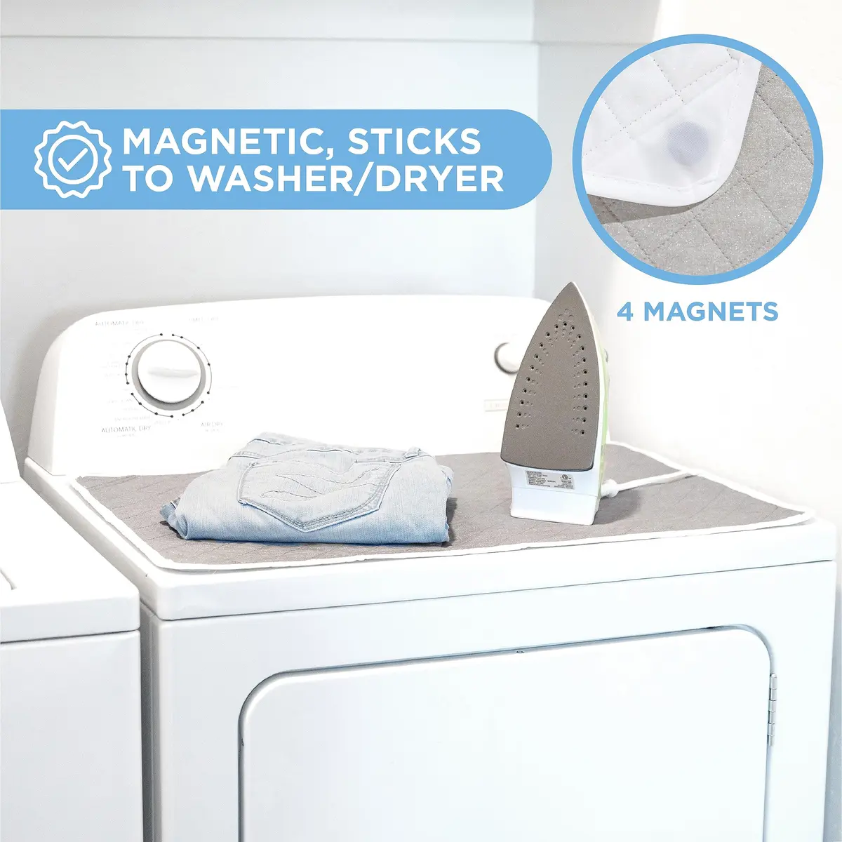 HOLDN’ STORAGE Ironing Mat, 28.25” x 19” Magnetic Laundry Pad, Gray | Heat-Resistant, Portable Laundry Accessory - view 2