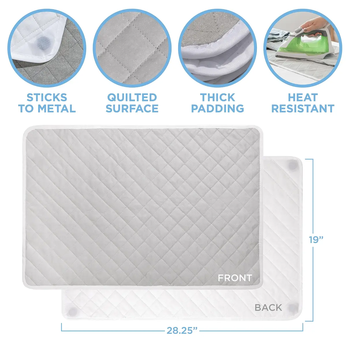 HOLDN’ STORAGE Ironing Mat, 28.25” x 19” Magnetic Laundry Pad, Gray | Heat-Resistant, Portable Laundry Accessory - view 3