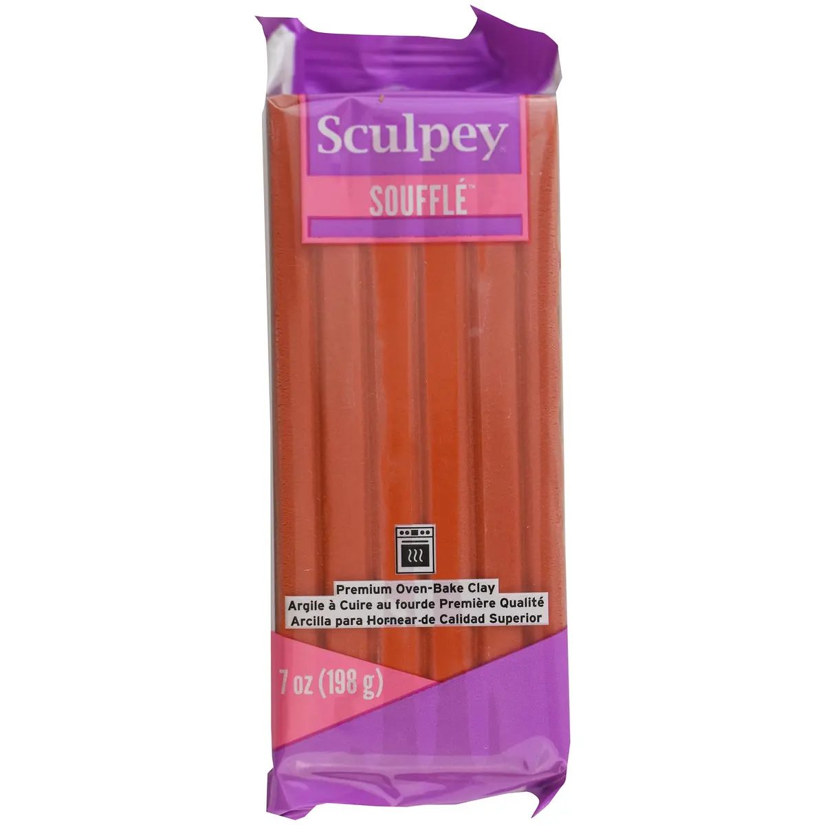 Sculpey Soufflé 7oz Bar - Cinnamon Brown Orange | Lightweight, Flexible Polymer Clay for Jewelry & Crafts - main product image