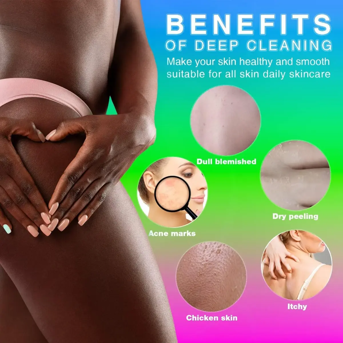 UJFQBH African Net Sponge 3 Pack - Rose Red, Blue, Green | Deep Cleansing & Gentle Exfoliation - view 4
