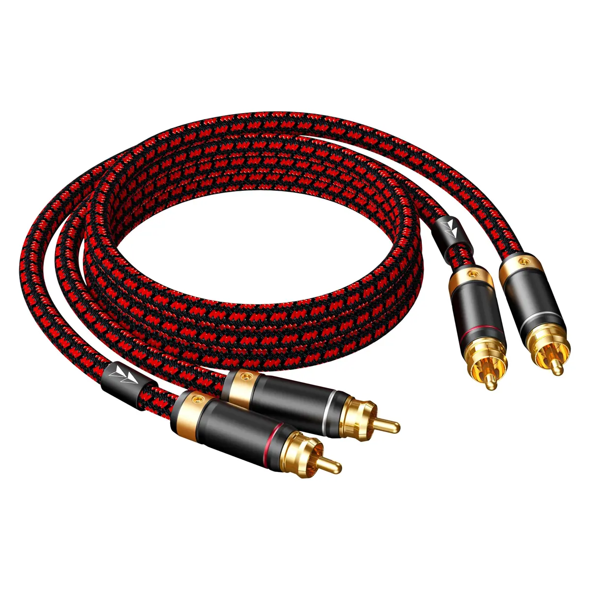 Primeda 2RCA Male to 2RCA Male Stereo Audio Cable 1.5m (4.9 ft) 2-Pack | Hi-Fi Subwoofer Cable with 3U Gold Plated Connectors - main product image