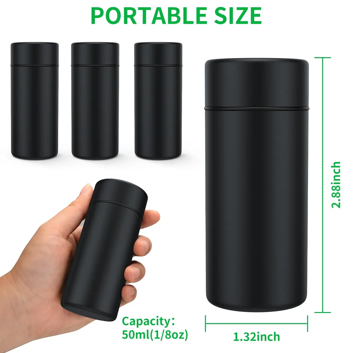 TecQach Food Storage Jar 3-Pack | Airtight Aluminum Containers, Waterproof, Portable (150ml each) - view 2