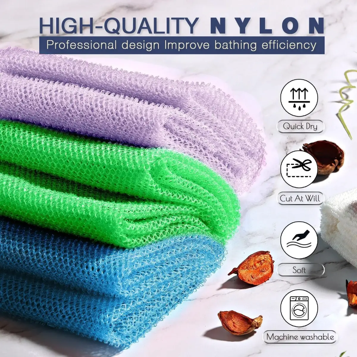 UJFQBH African Bath Sponge 3-Pack | Exfoliating Net Scrubber for Daily Use - view 4