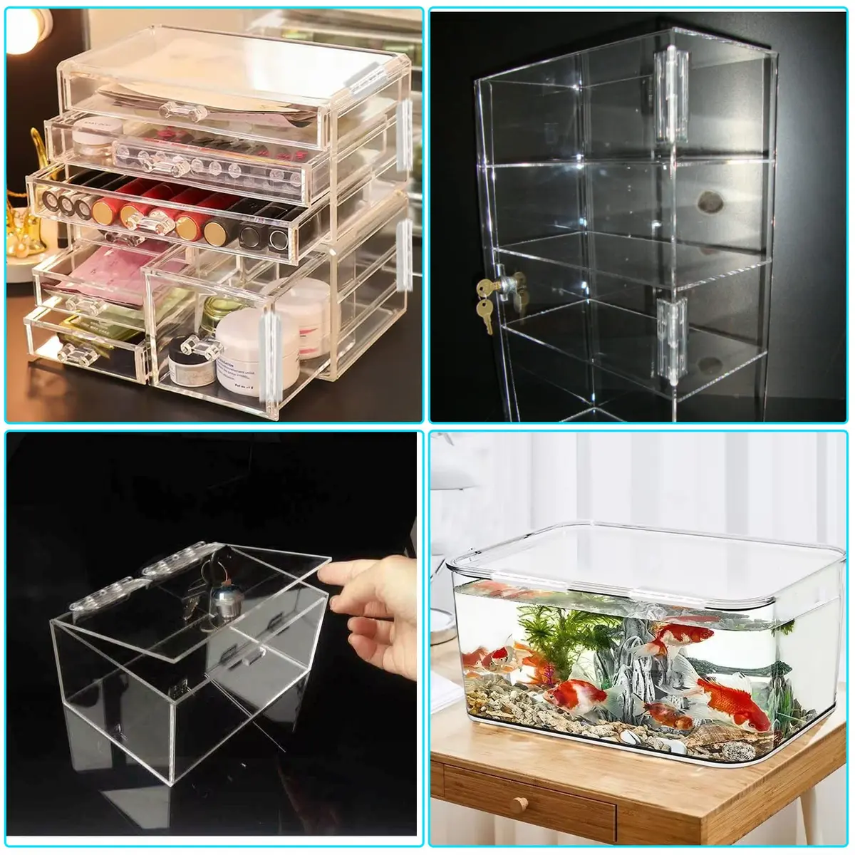 Sliverdew Acrylic Continuous Hinges 100x42mm (3.94x1.65 inches) | Transparent Self-Adhesive Folding Hinge for Cabinets, Drawers, DIY - view 5