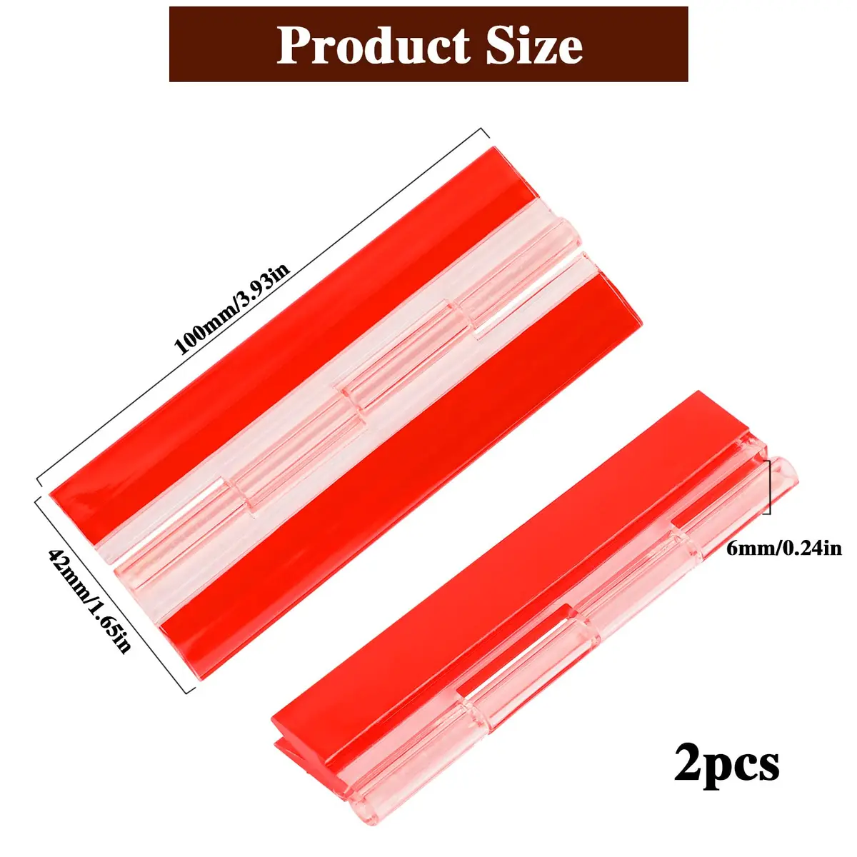Sliverdew Acrylic Continuous Hinges 100x42mm (3.94x1.65 inches) | Transparent Self-Adhesive Folding Hinge for Cabinets, Drawers, DIY - view 2