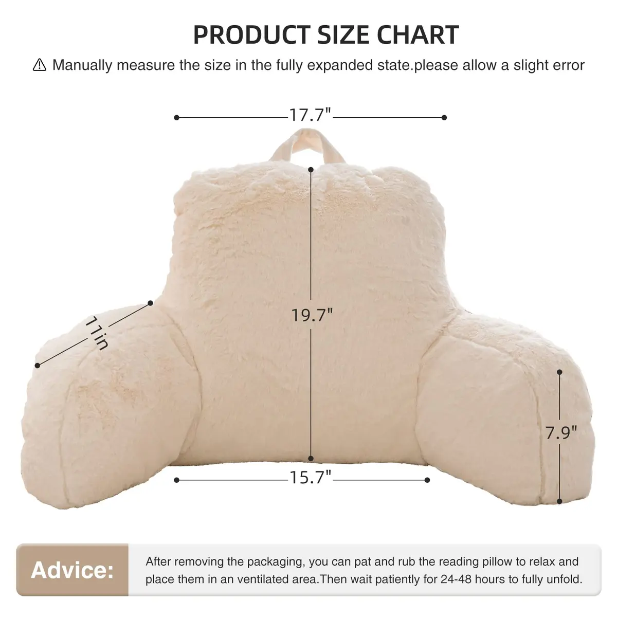 Aimuan Reading Pillow Bed Rest Wedge Large Adult Backrest Pillow with Arms Sitting in Bed Cushion Incline Rest Sleeping Pillow for Watching TV/Gaming/Relaxing, Ivory Large - view 3