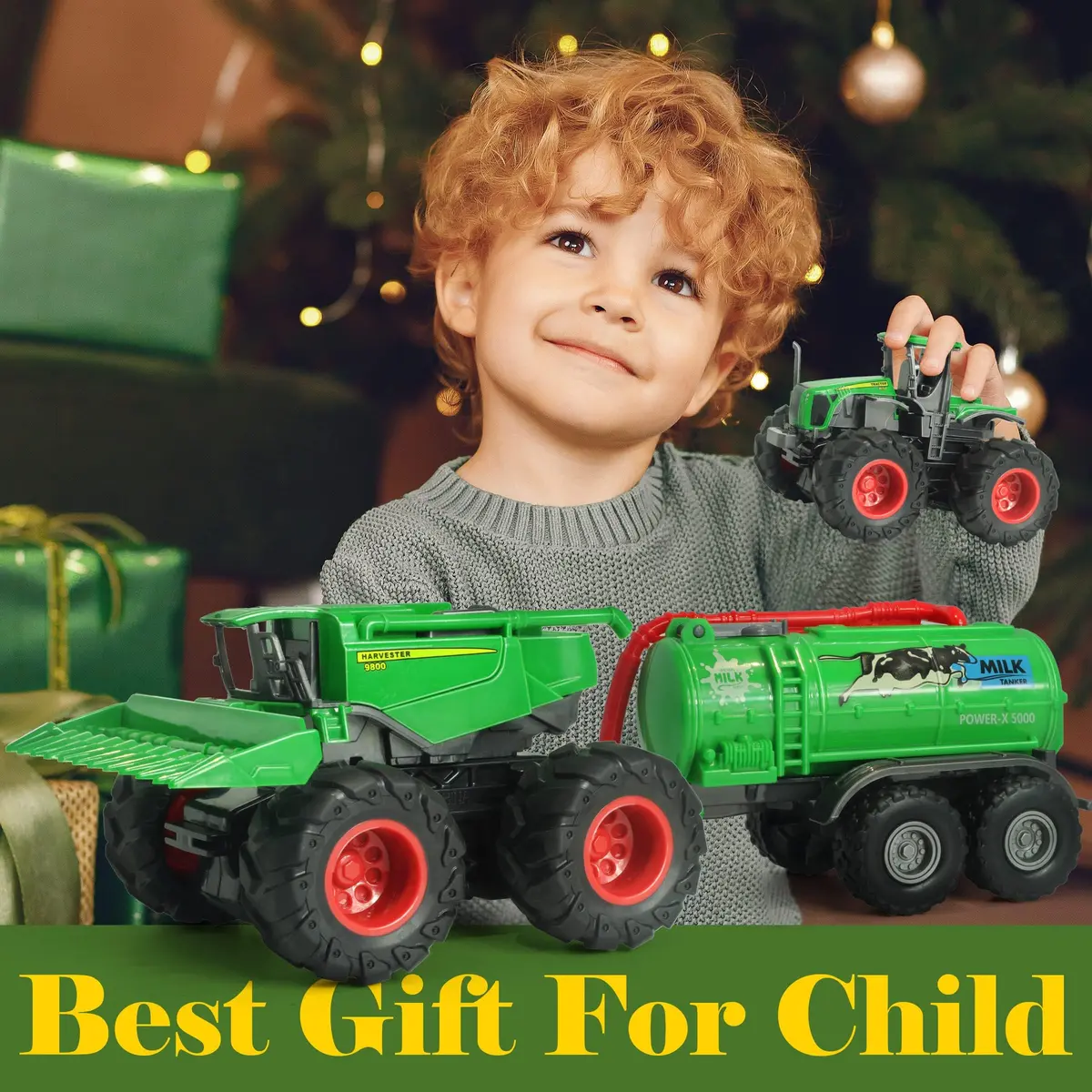 KARMOUNT Combine Harvester Tractor Set | 4PCS Farm Toy Truck with Rubber Tires - view 4