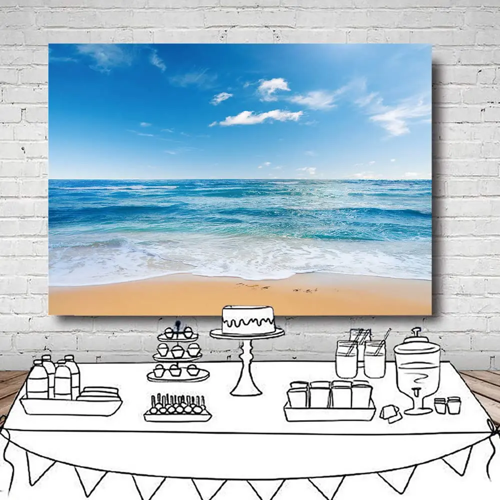 Yongqian Polyester Backdrop 7x5ft | Blue Sky Ocean Party Decoration - view 7