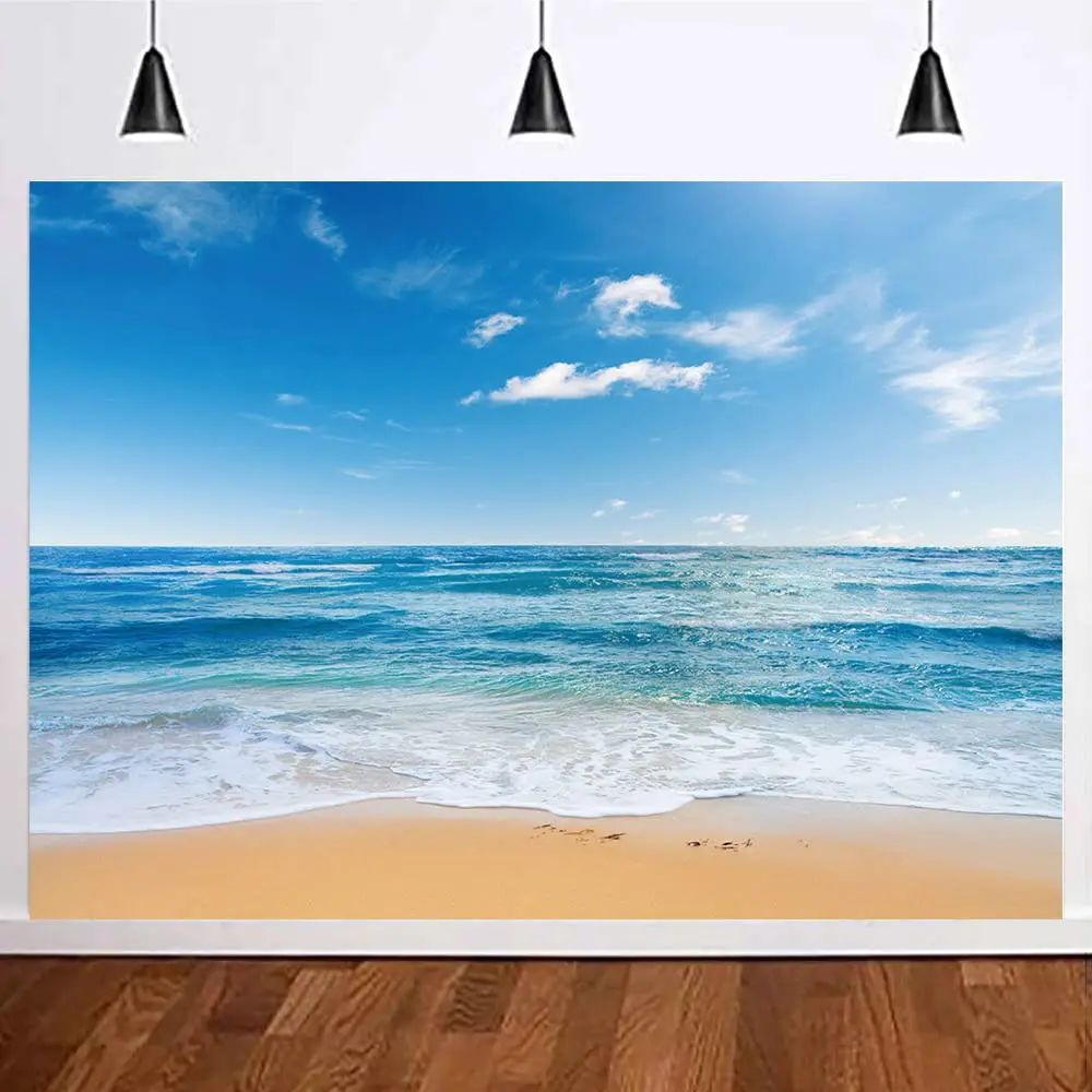 Yongqian Polyester Backdrop 7x5ft | Blue Sky Ocean Party Decoration - view 2