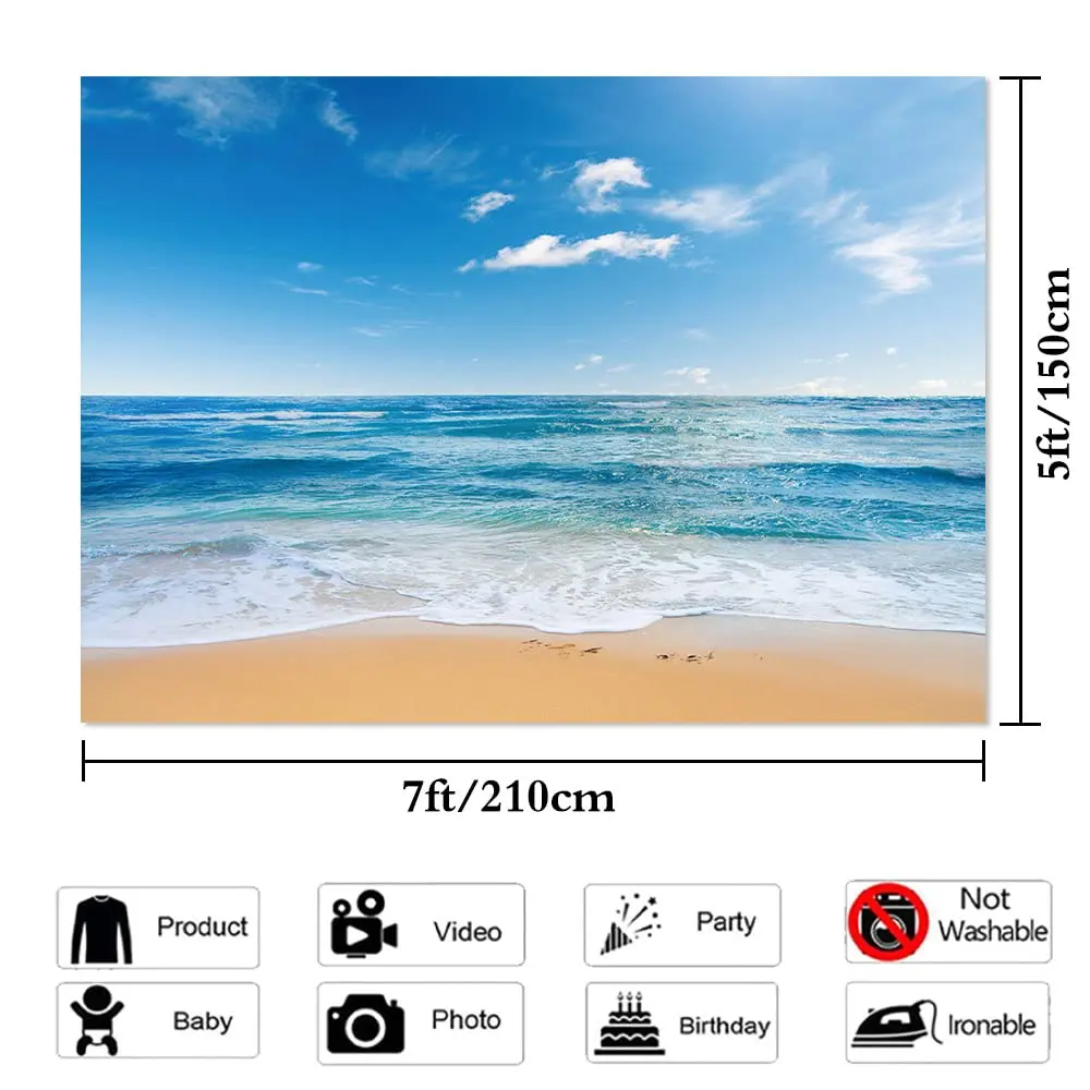 Yongqian Polyester Backdrop 7x5ft | Blue Sky Ocean Party Decoration - view 3