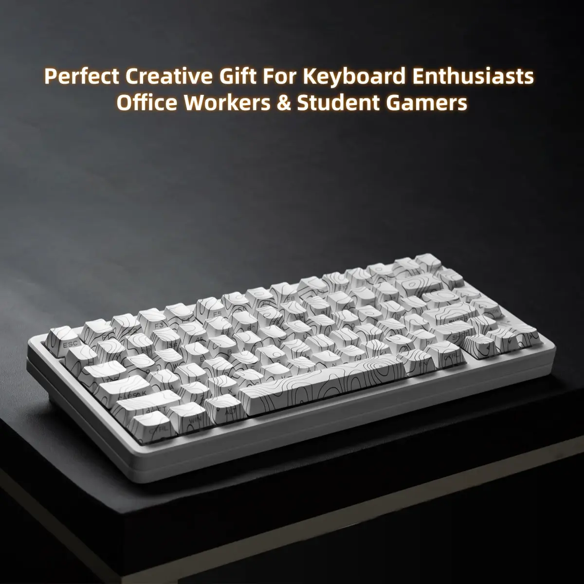 dagaladoo White Topographic Double Shot PBT Keycaps Set | 132 Keys Cherry Profile for Gateron MX Switches - view 6