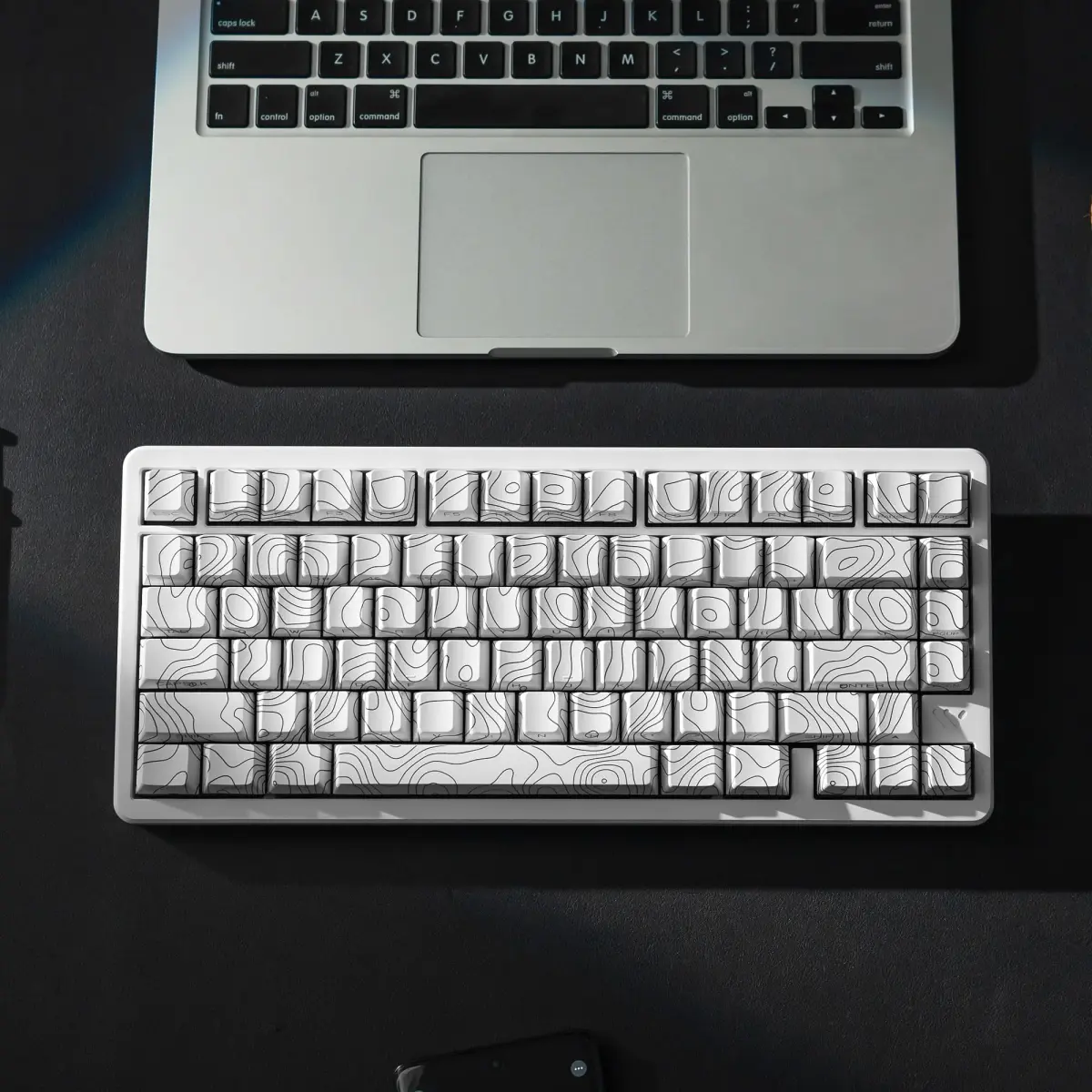 dagaladoo White Topographic Double Shot PBT Keycaps Set | 132 Keys Cherry Profile for Gateron MX Switches - view 7