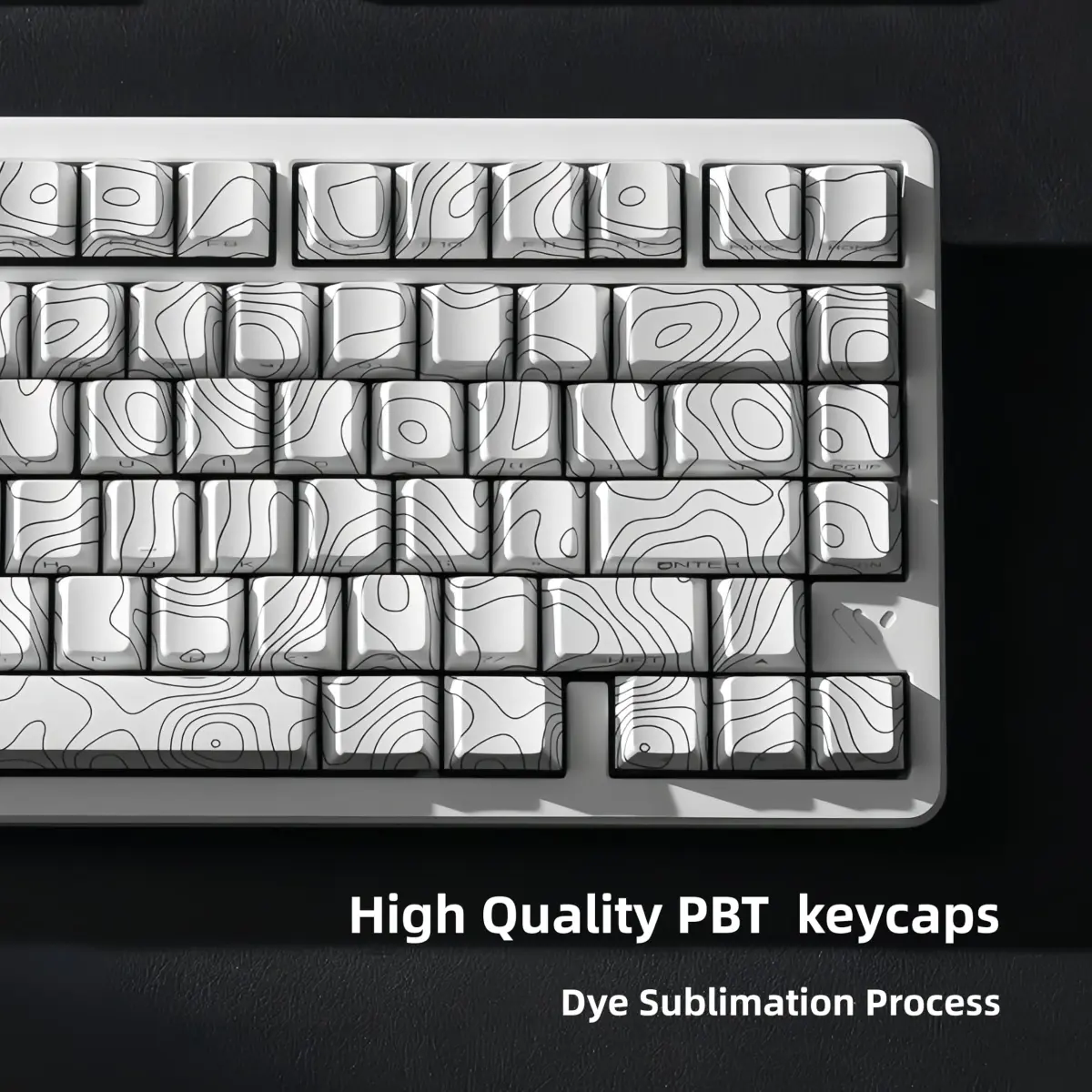 dagaladoo White Topographic Double Shot PBT Keycaps Set | 132 Keys Cherry Profile for Gateron MX Switches - view 3
