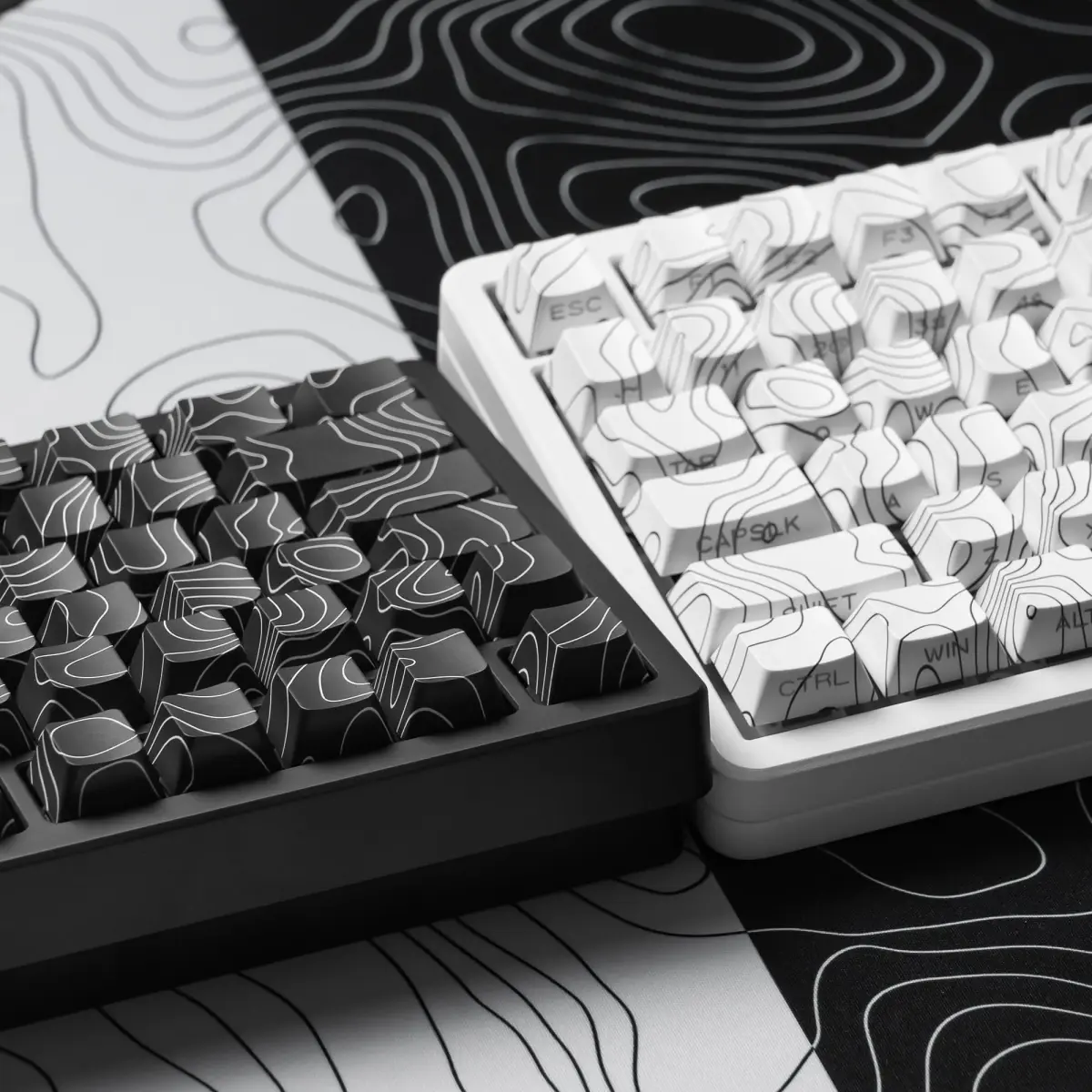 dagaladoo White Topographic Double Shot PBT Keycaps Set | 132 Keys Cherry Profile for Gateron MX Switches - view 4